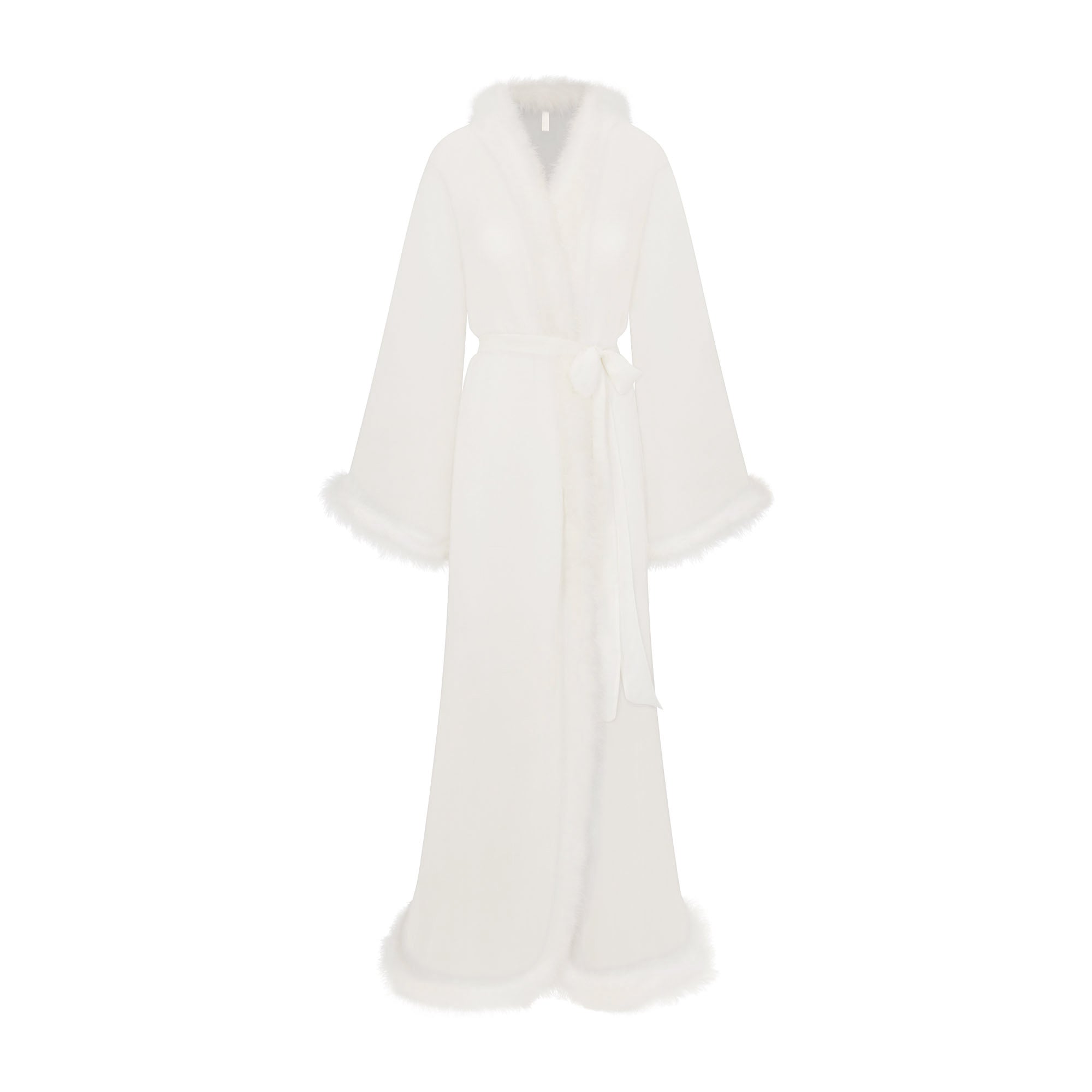 Bridal Sleep Feather Trim Long Robe