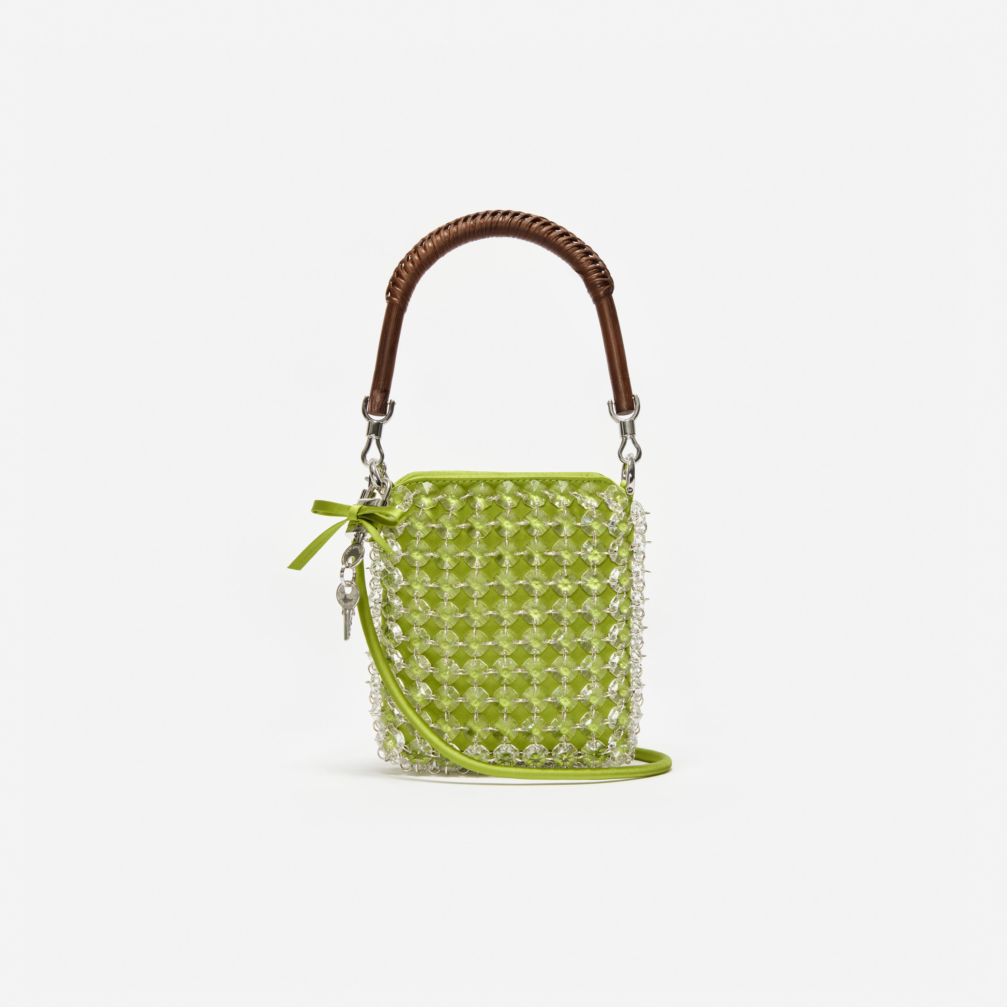 Green Crystal Chain Mini Tote Bag