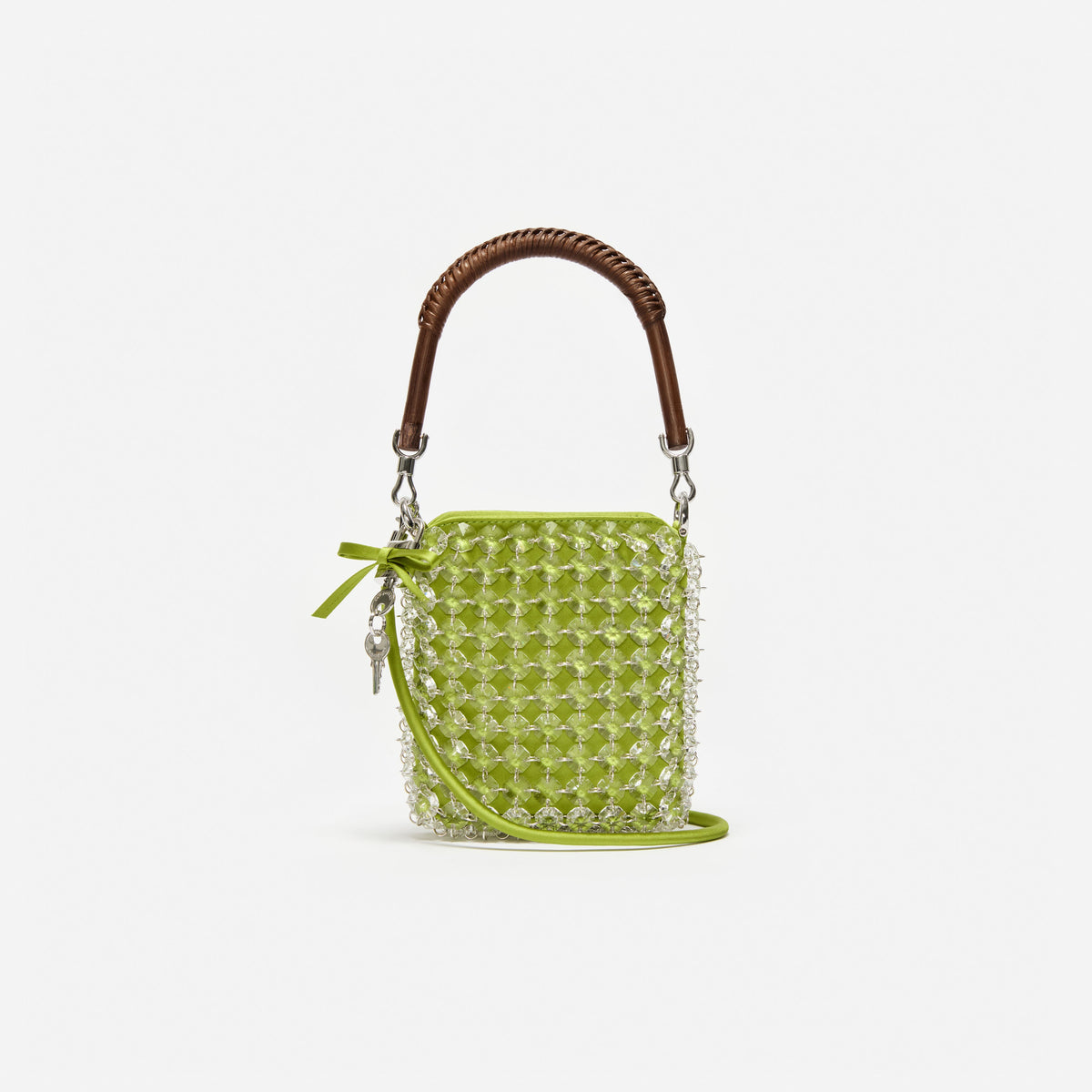 Green Crystal Chain Mini Tote Bag