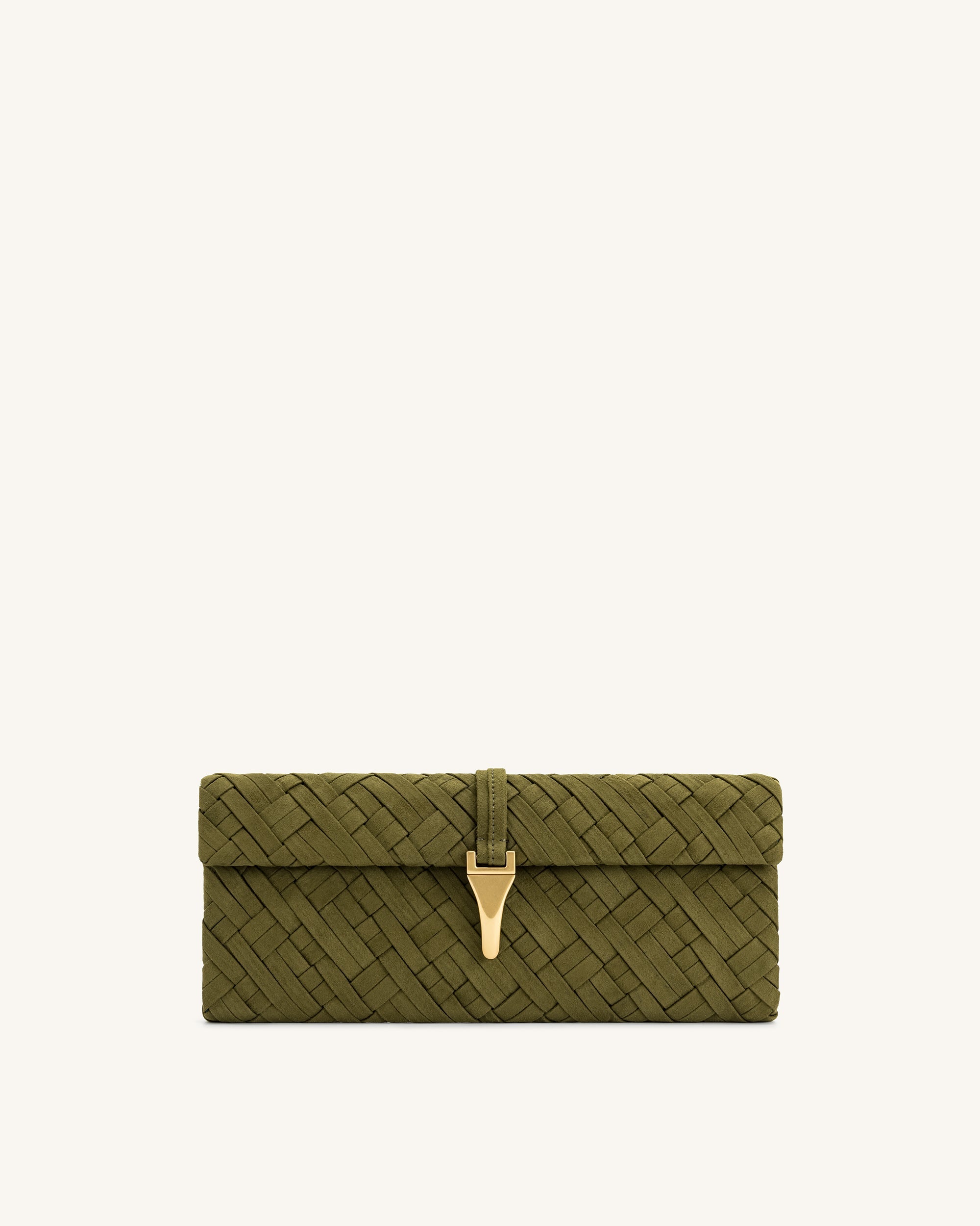 Zaria Woven Clutch - Brown