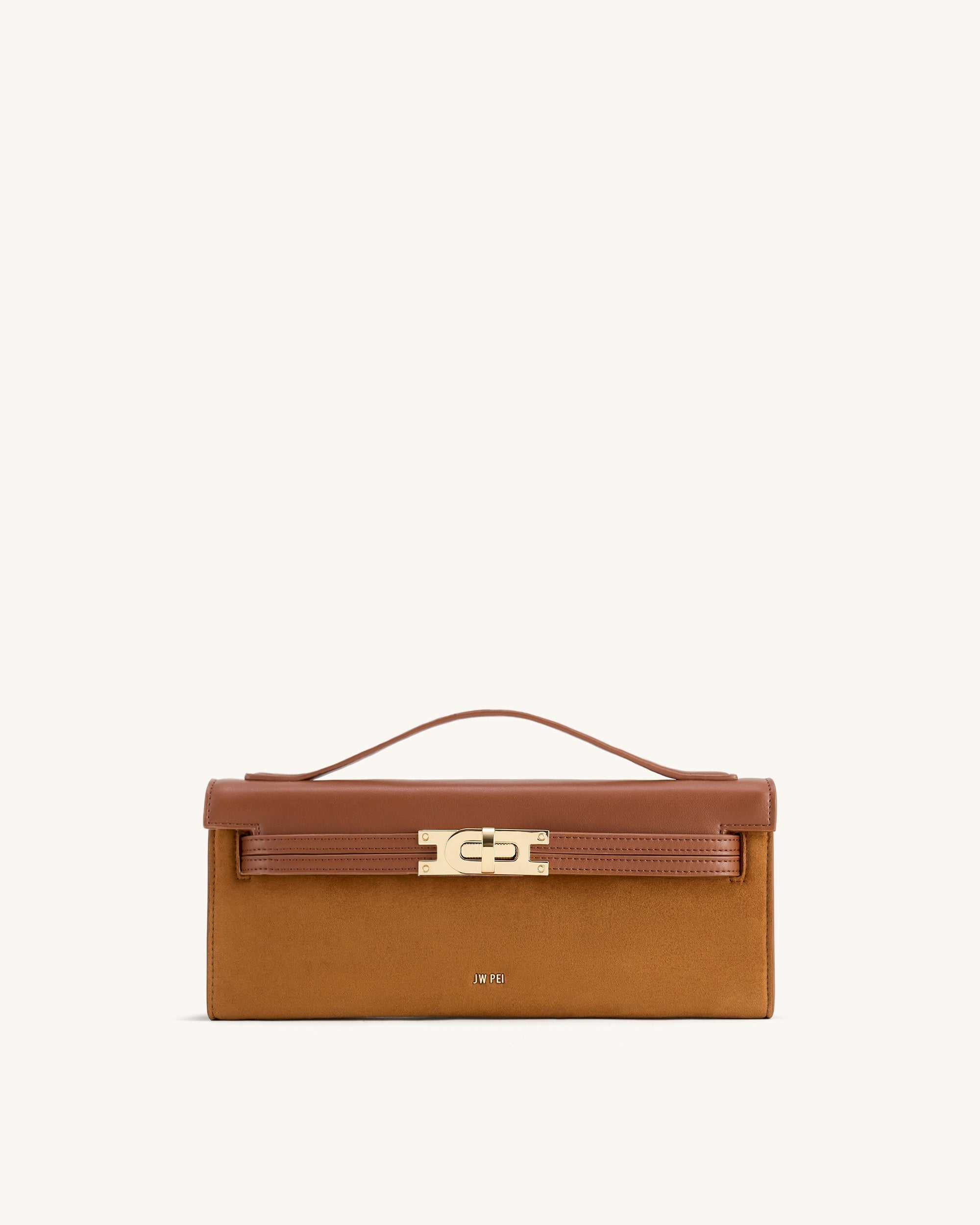 Bria Faux Suede Structured Top Handle Bag - Yellow Brown