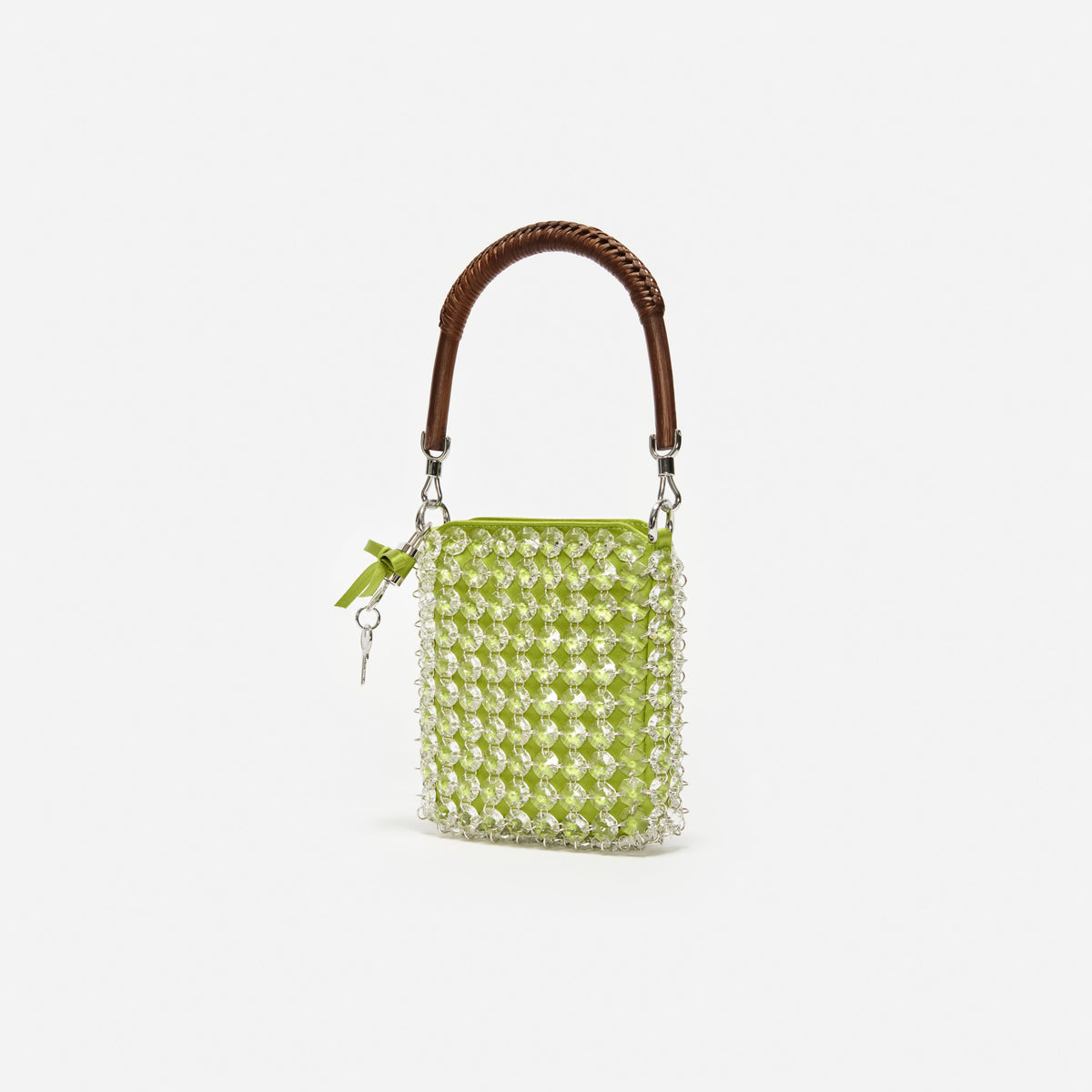 Green Crystal Chain Mini Tote Bag