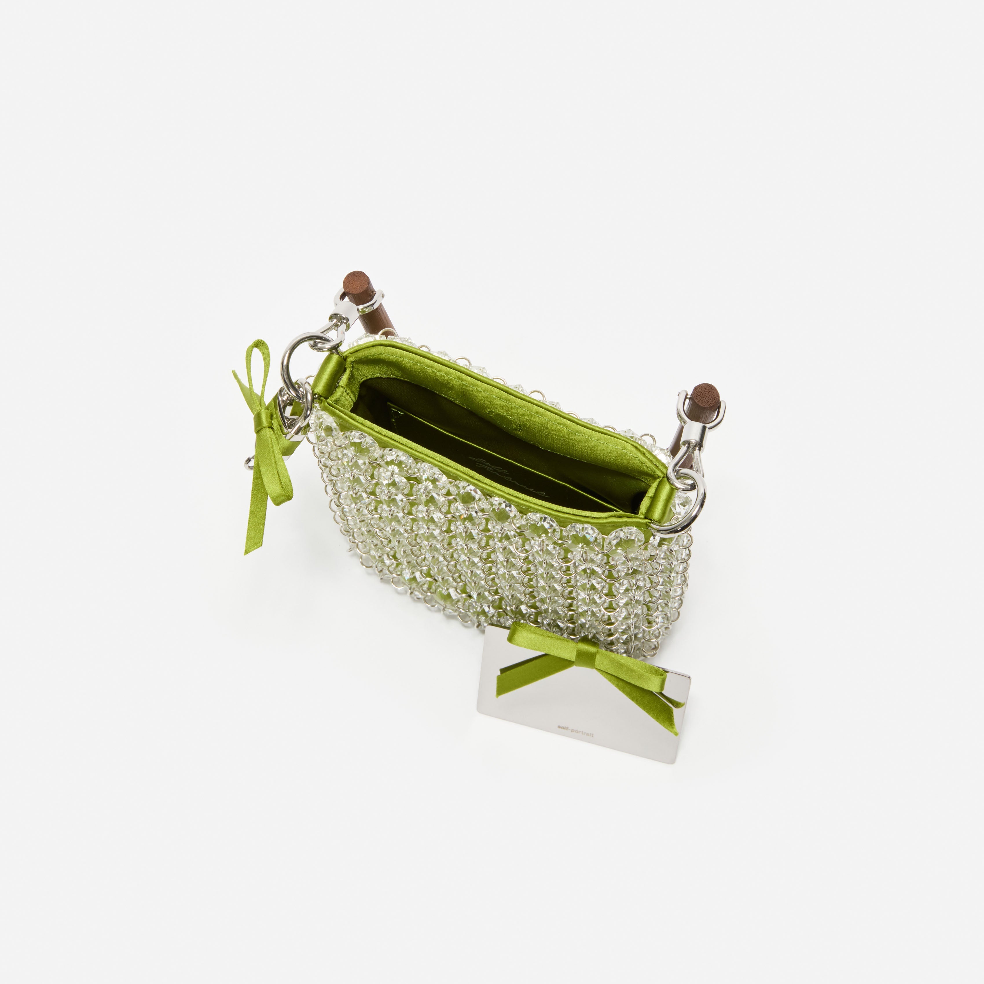 Green Crystal Chain Mini Tote Bag