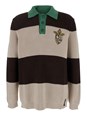 Fendi Brown Knitted Polo with Striped Motif and Fendi Club Patch on the Front in Cotton Man