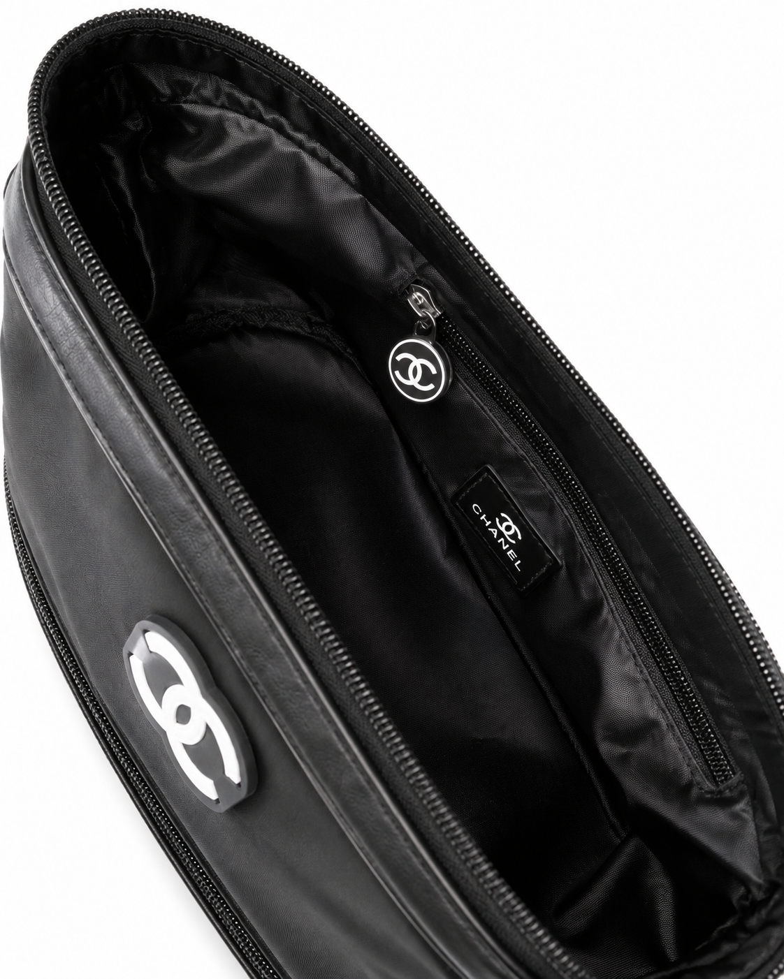 CHANEL Beauty VIP Gift Black Toiletry Bag Wet Dry Zip Travel Cosmetic Pouch