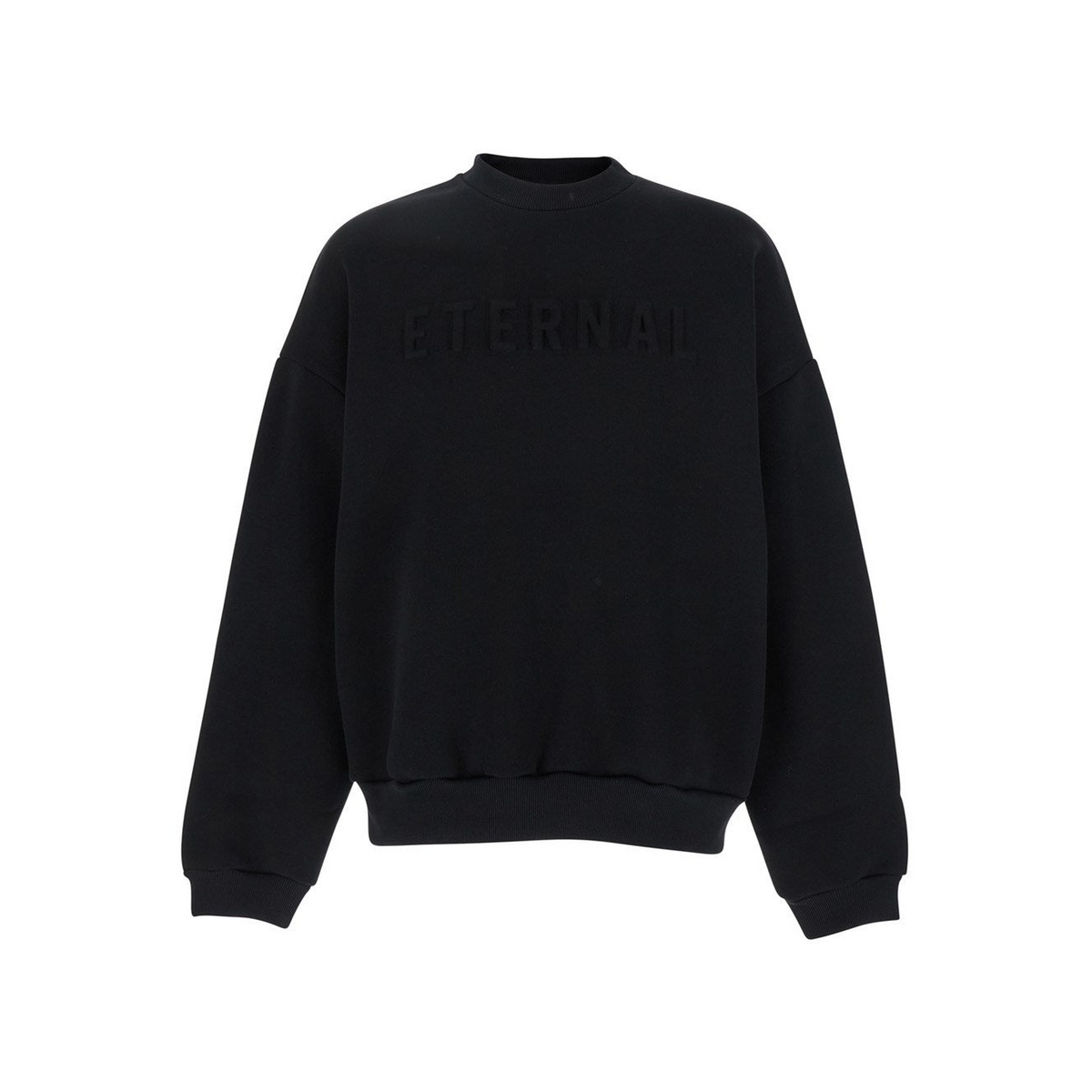 Fear of god Black Crewneck Sweater with Tonal Logo Lettering Embroidery on the Front in Cotton Blend Man