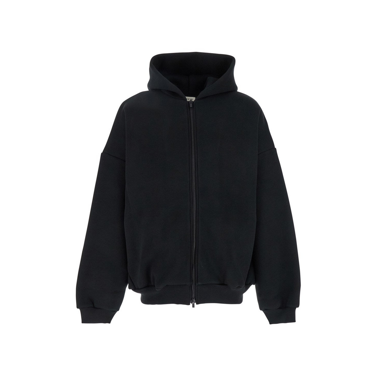 Fear of god Black Hoodie with Zip Closure and Eternal Writing on the Back in Cotton Blend Man