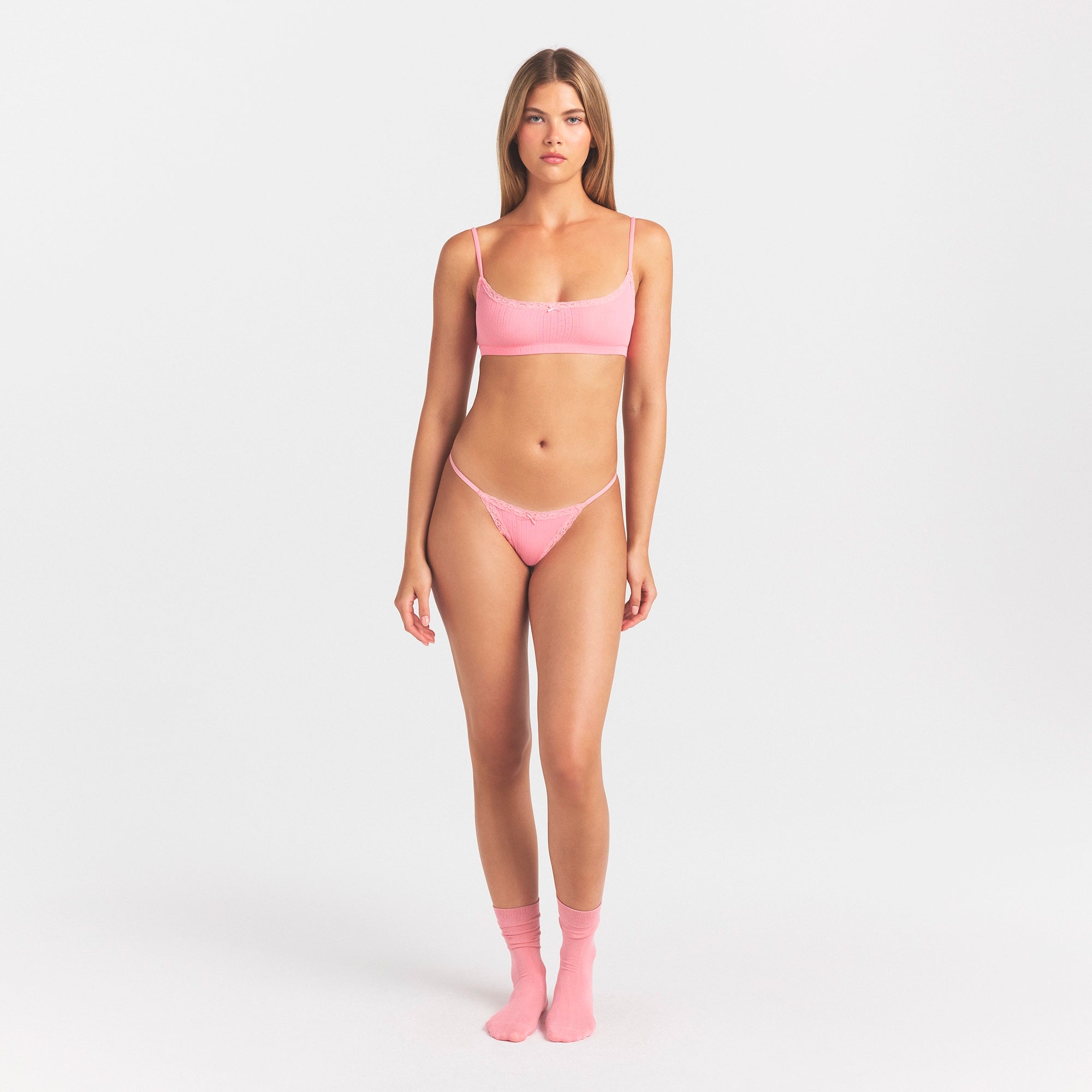 Lightweight Cotton Pointelle Scoop Bralette