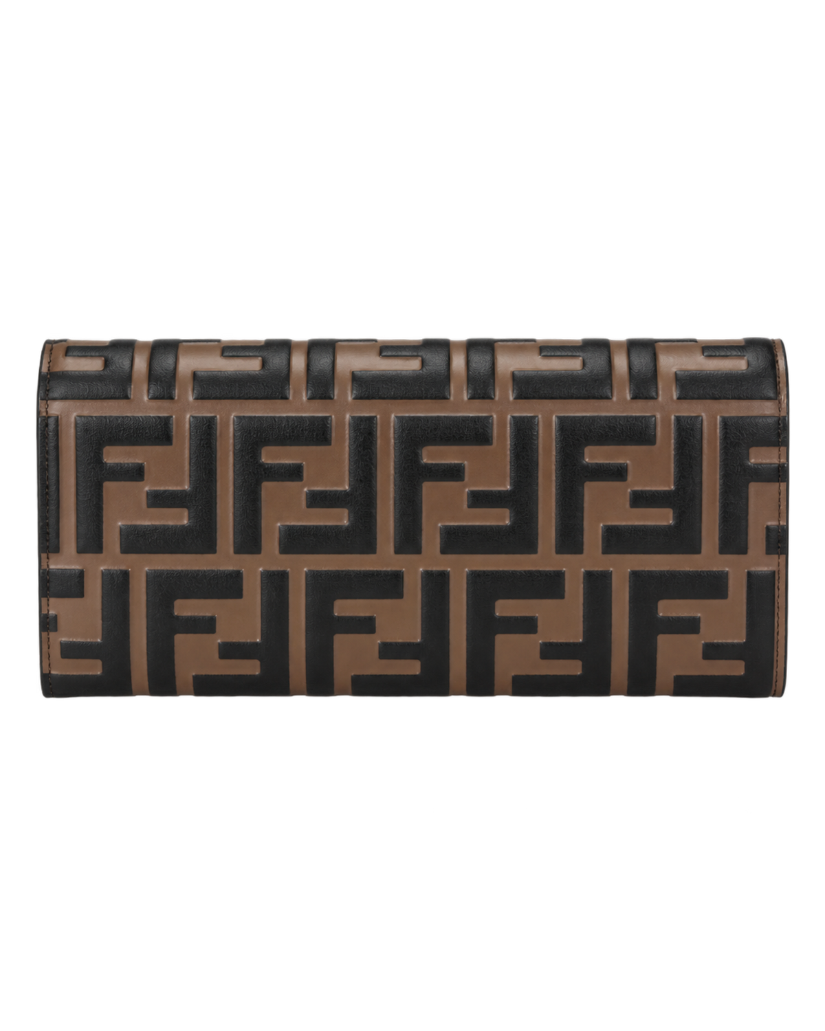 Fendi Black & Brown Zucca-Embossed Leather Continental Wallet