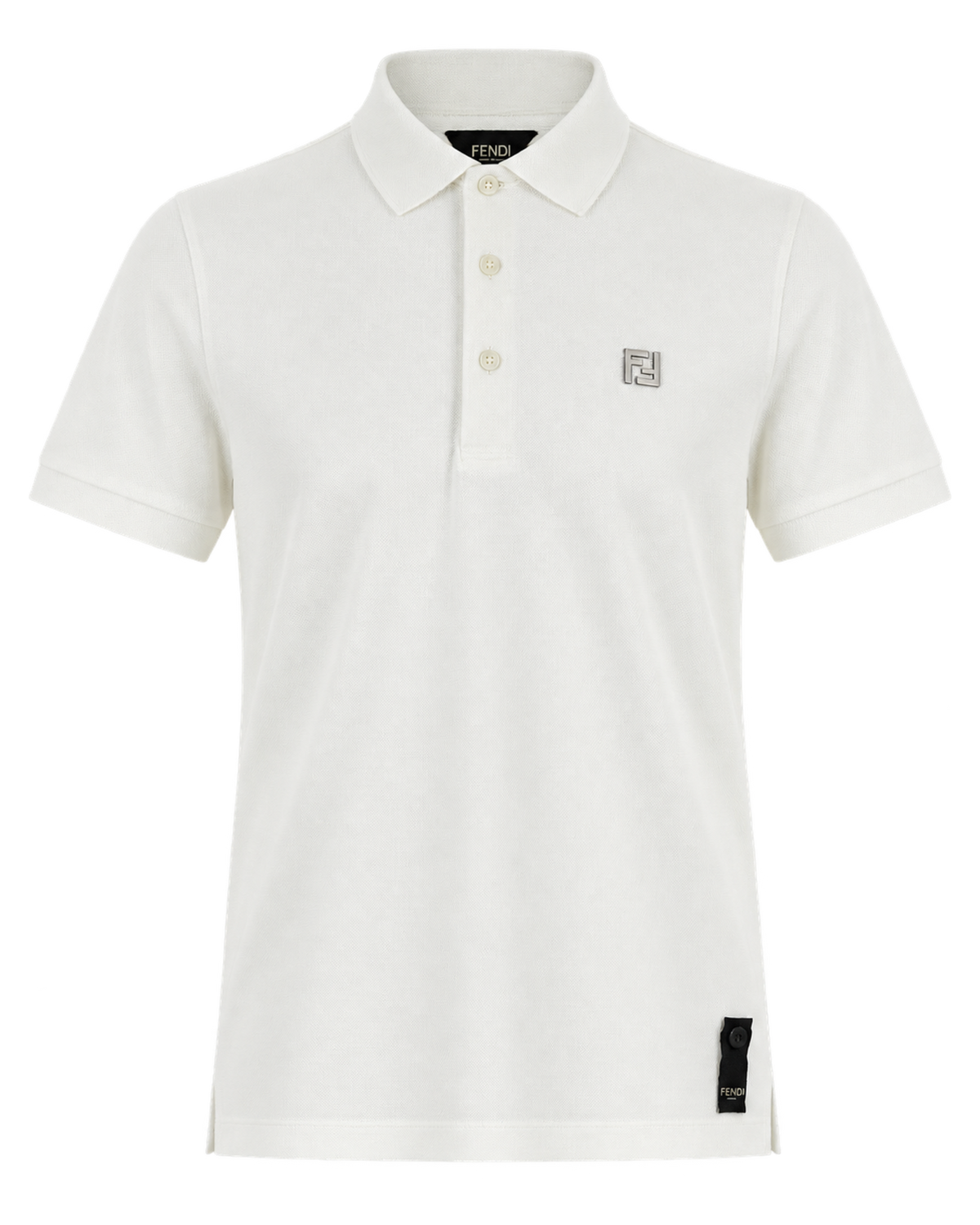Fendi White Pique Polo Shirt