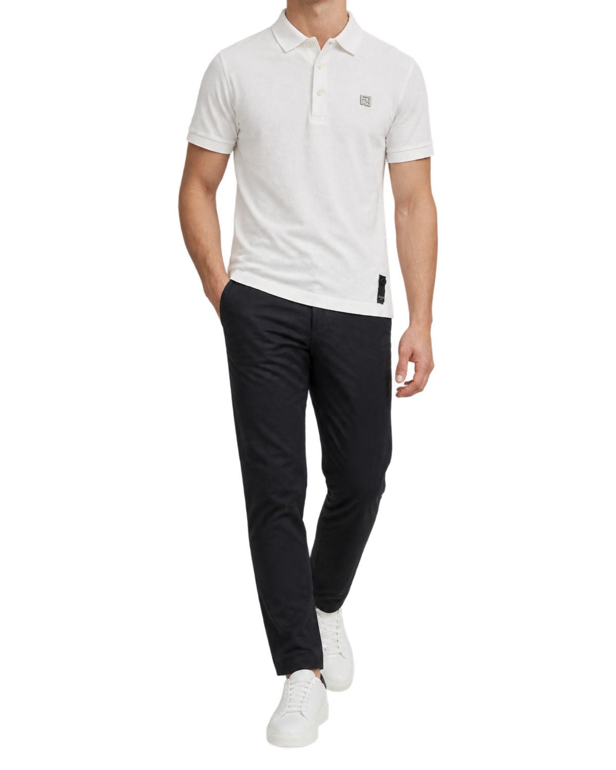 Fendi White Pique Polo Shirt
