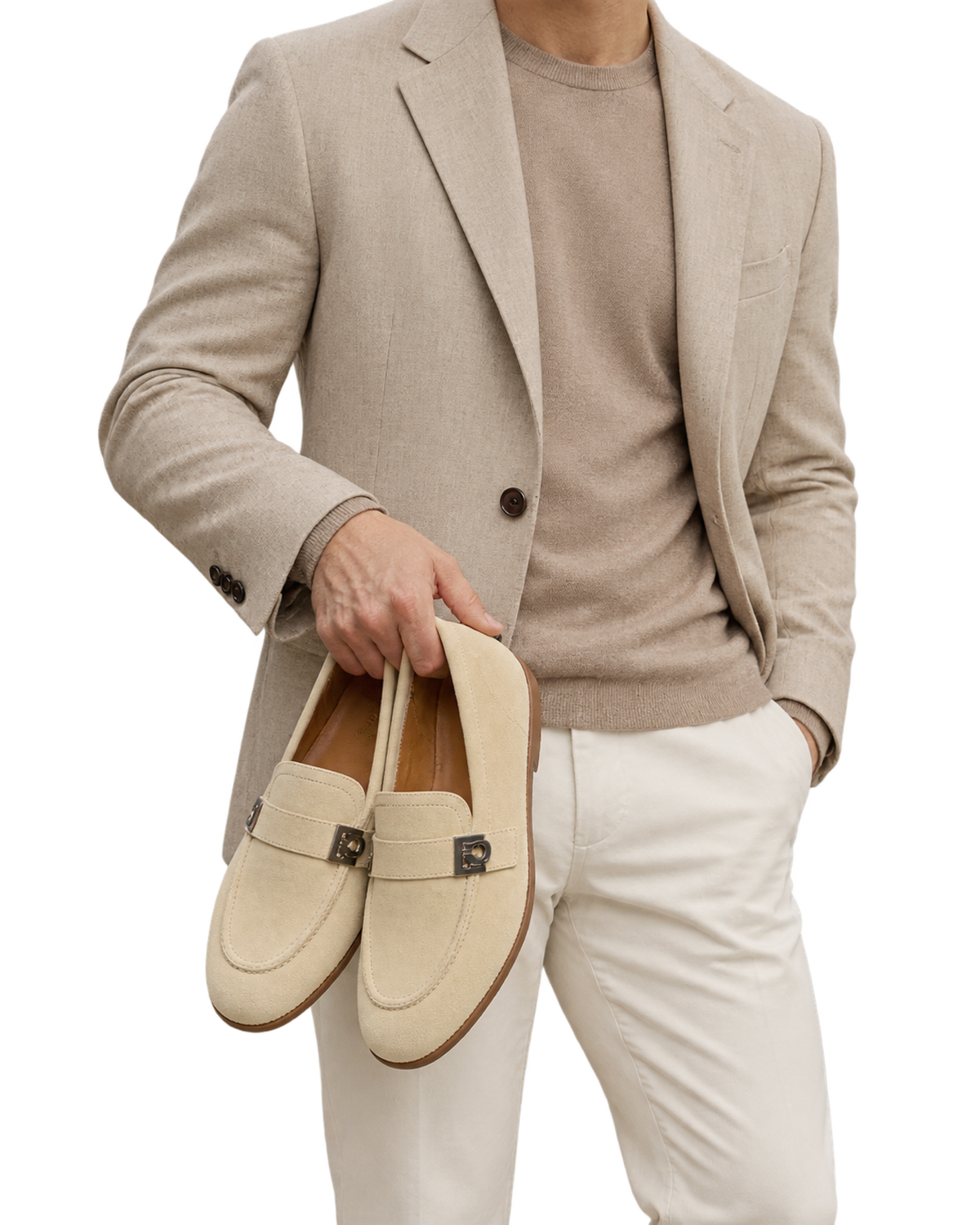 Ferragamo beige suede loafers