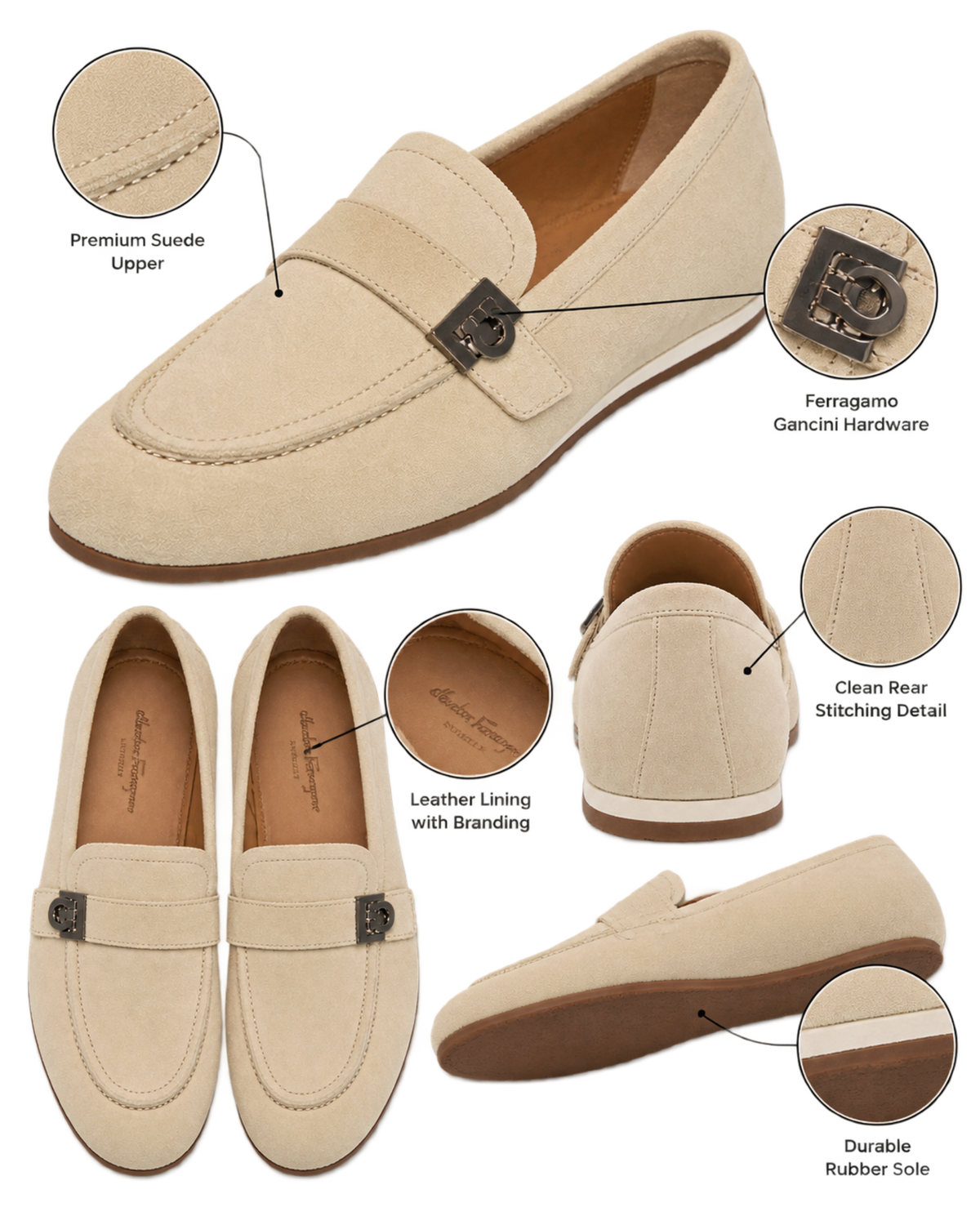 Ferragamo beige suede loafers