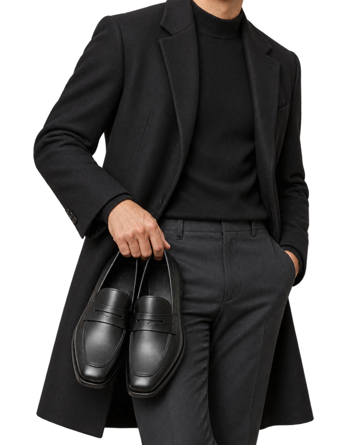 Ferragamo black leather penny loafers