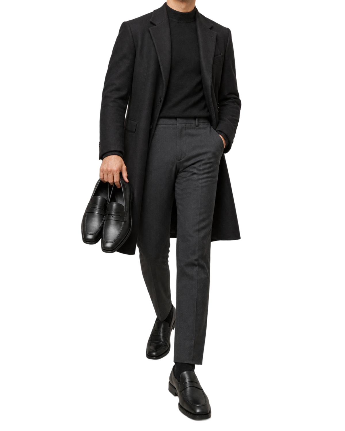 Ferragamo black leather penny loafers