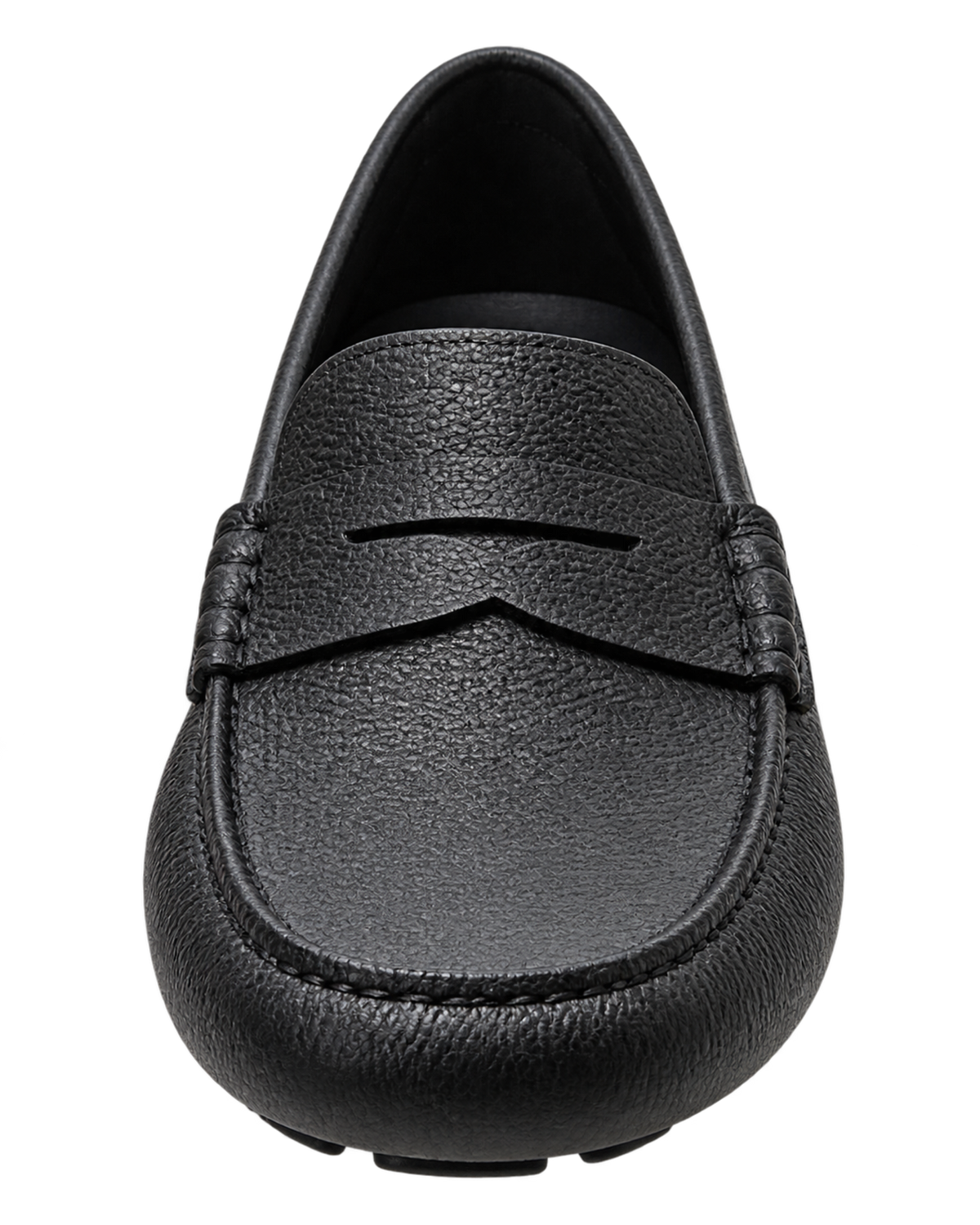 Ferragamo Black pebbled leather penny loafers