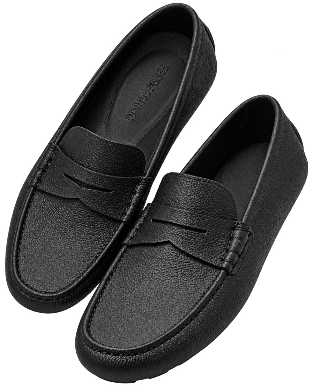 Ferragamo Black pebbled leather penny loafers