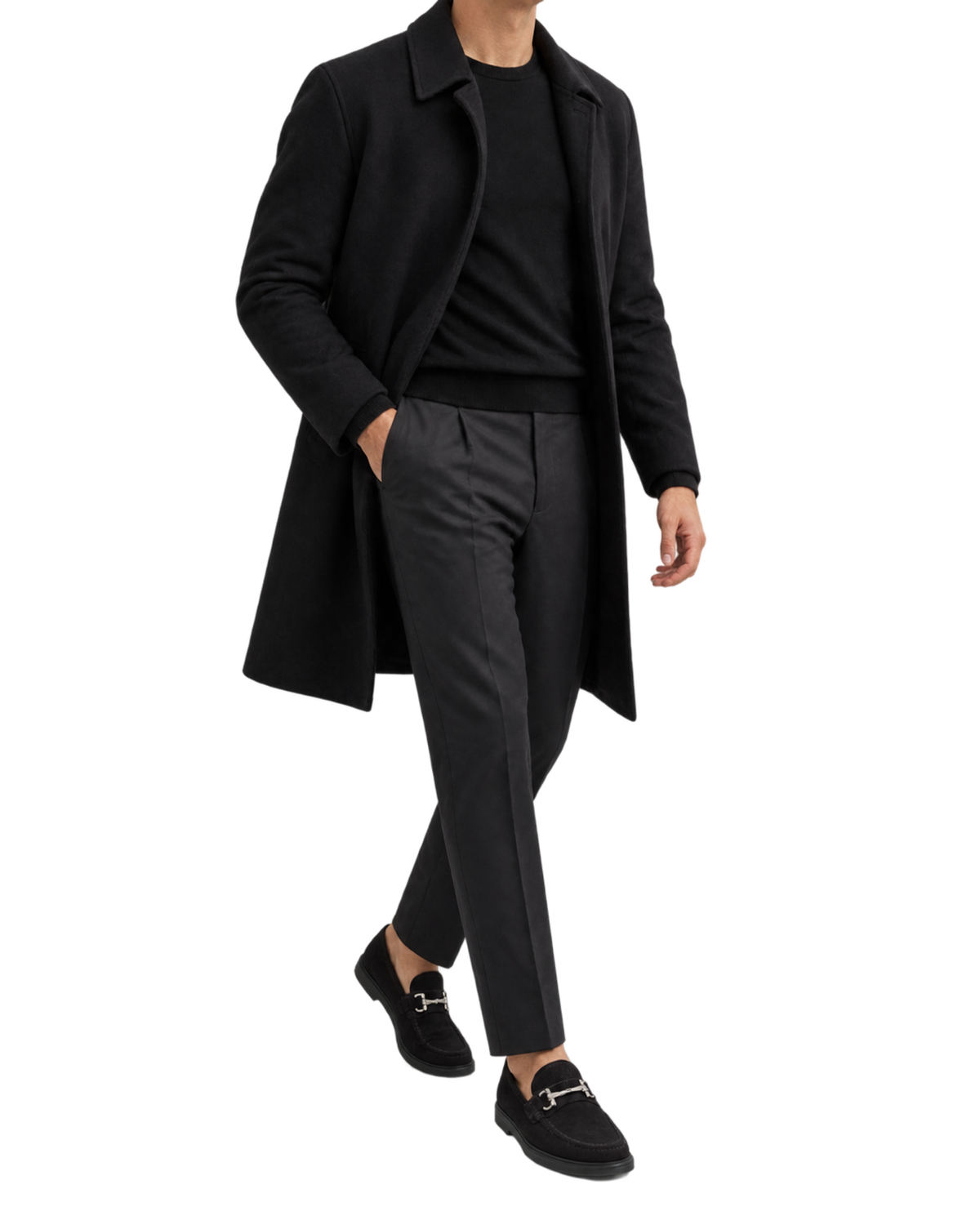 Ferragamo black suede slip-on loafers