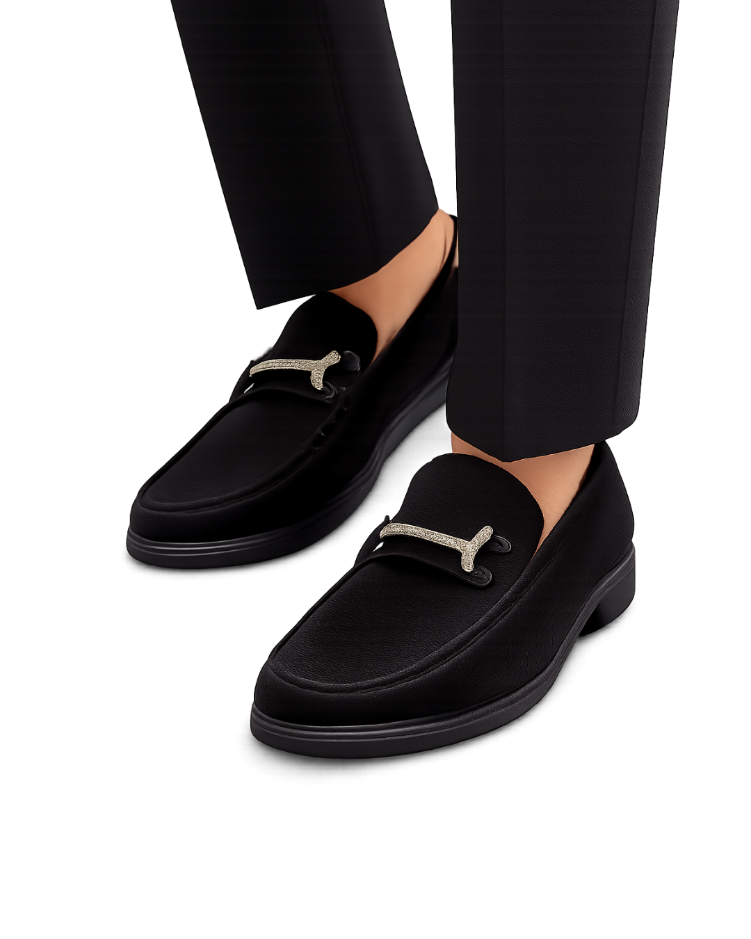 Ferragamo black suede slip-on loafers