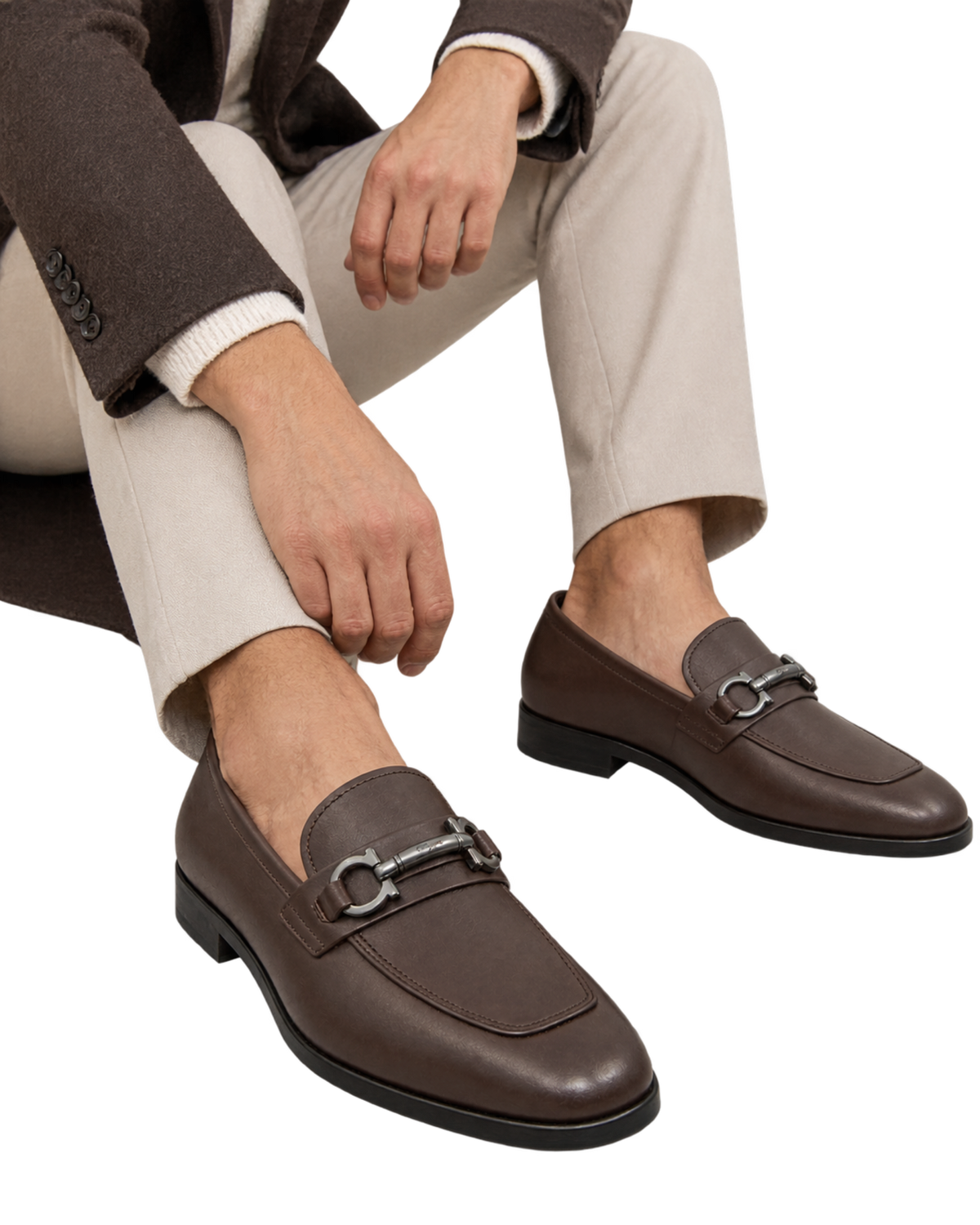 Ferragamo brown leather dress loafers