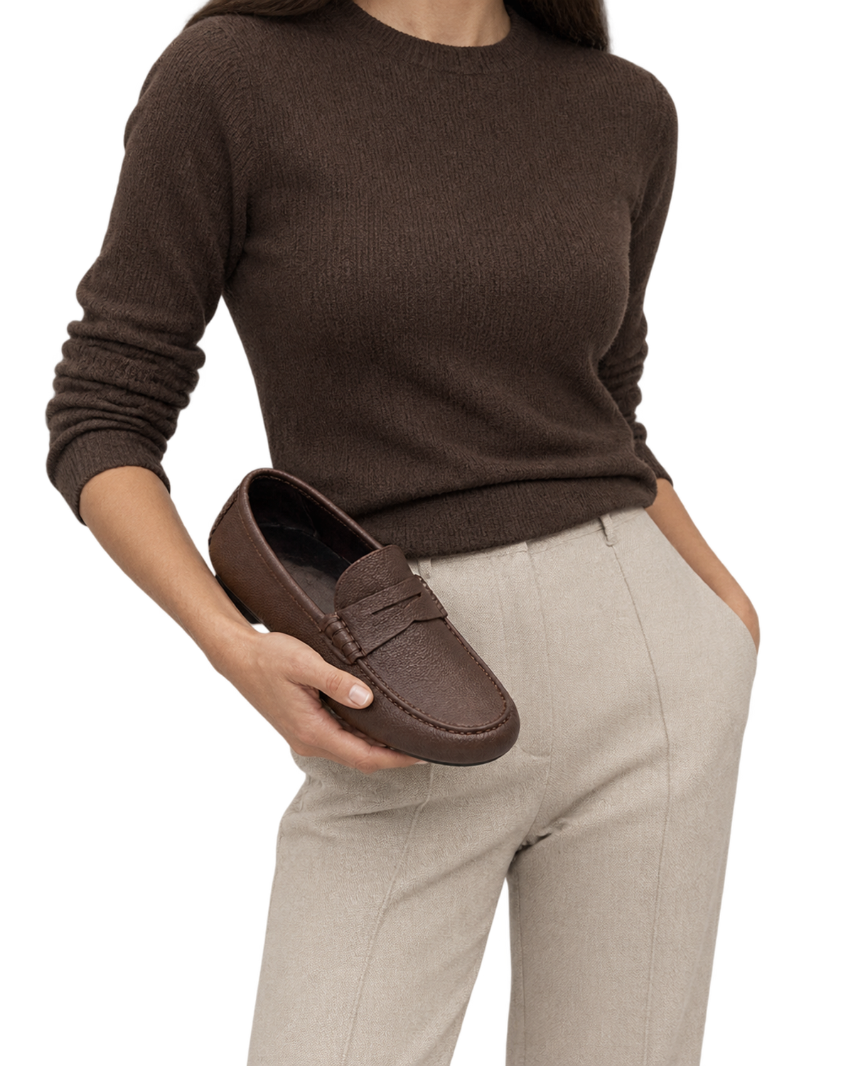 Ferragamo brown pebbled leather penny loafers