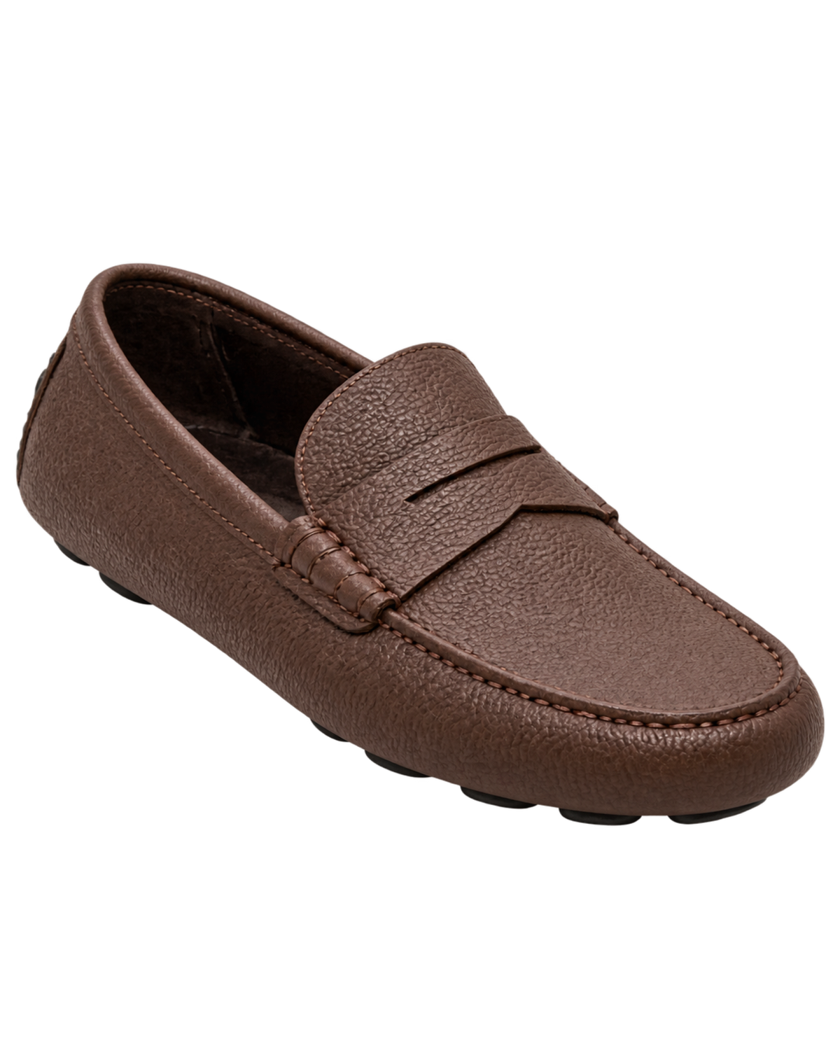 Ferragamo brown pebbled leather penny loafers