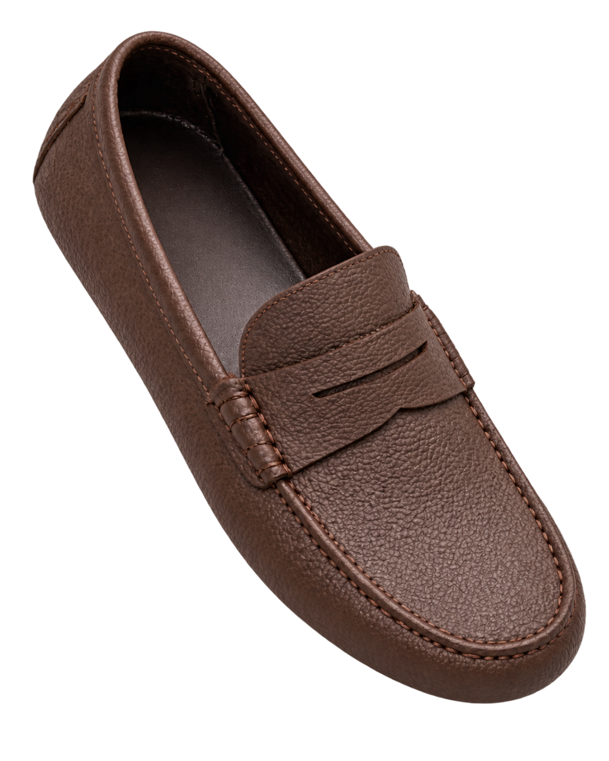 Ferragamo brown pebbled leather penny loafers
