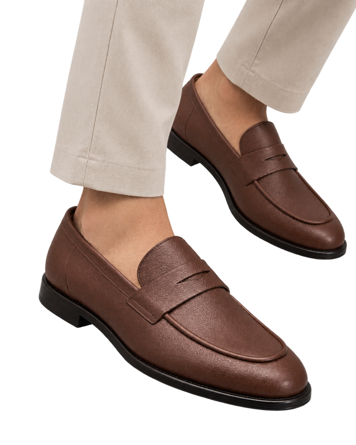 Ferragamo brown textured leather penny loafers