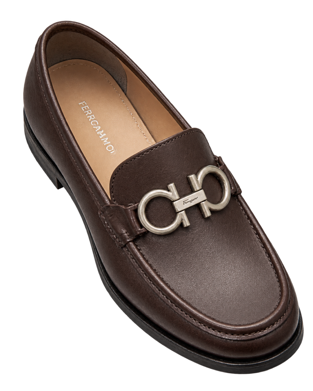 Ferragamo dark brown leather loafer
