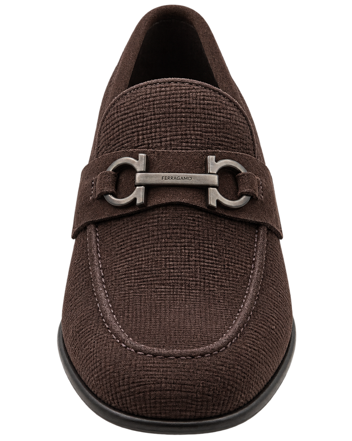 Ferragamo Foster Textured Suede Gancini Bit Loafers