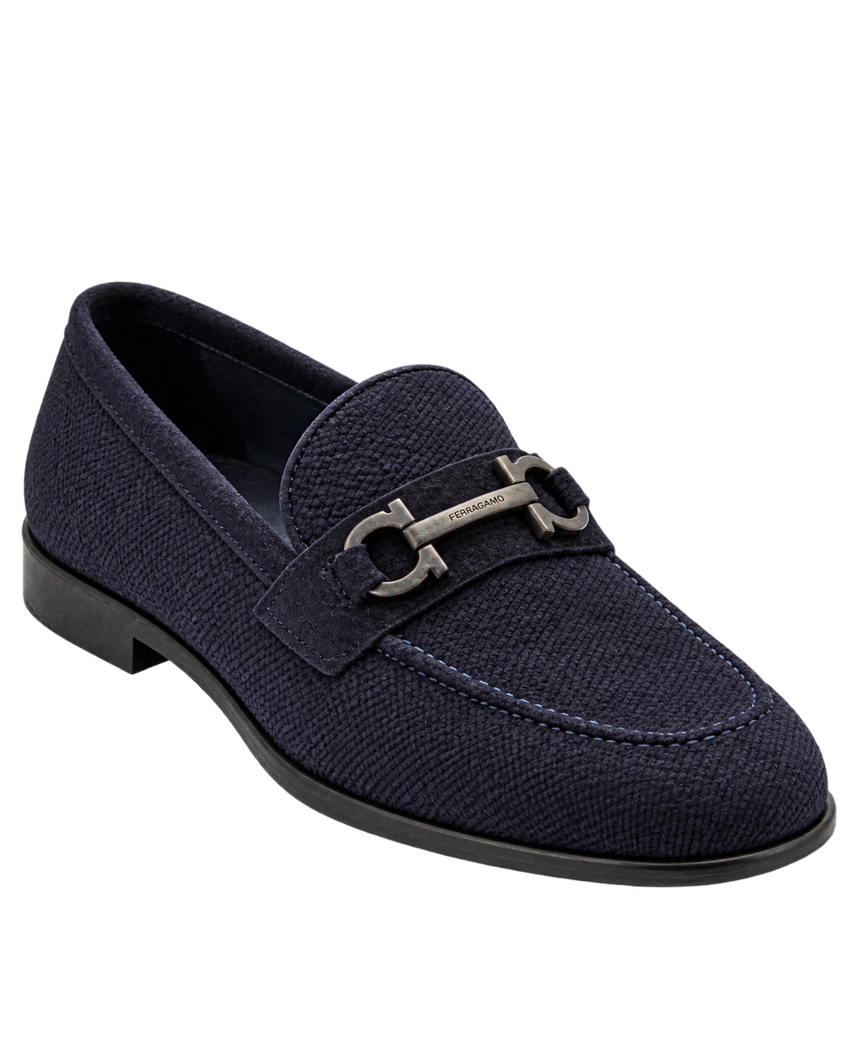 Ferragamo Foster Textured Suede Gancini Bit Loafers