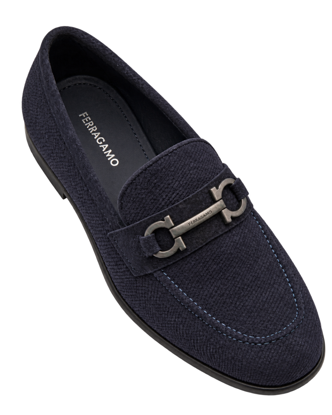 Ferragamo Foster Textured Suede Gancini Bit Loafers