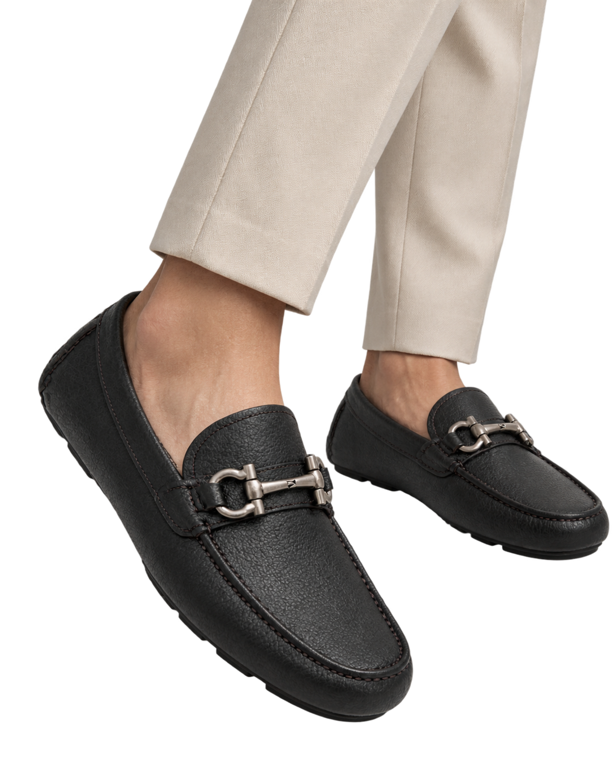 Ferragamo Gancini pebbled-leather driving loafers