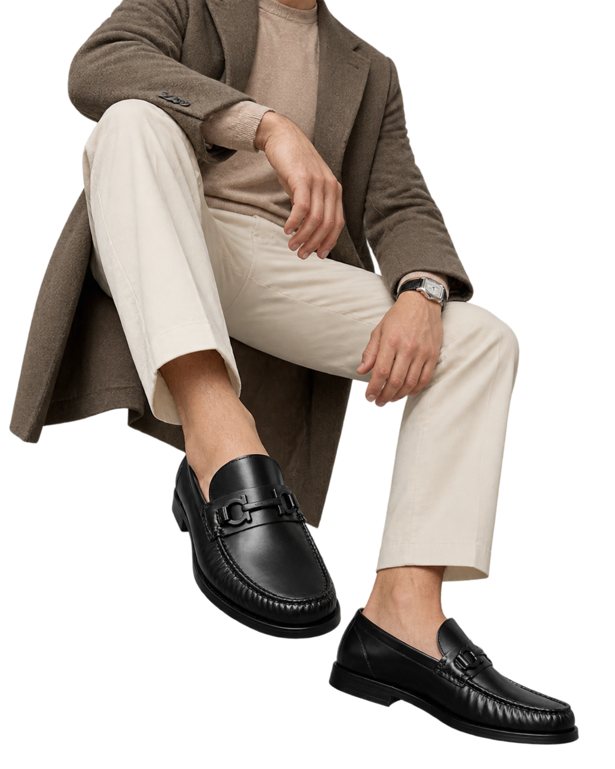 Ferragamo Gancini Plaque Leather Loafers