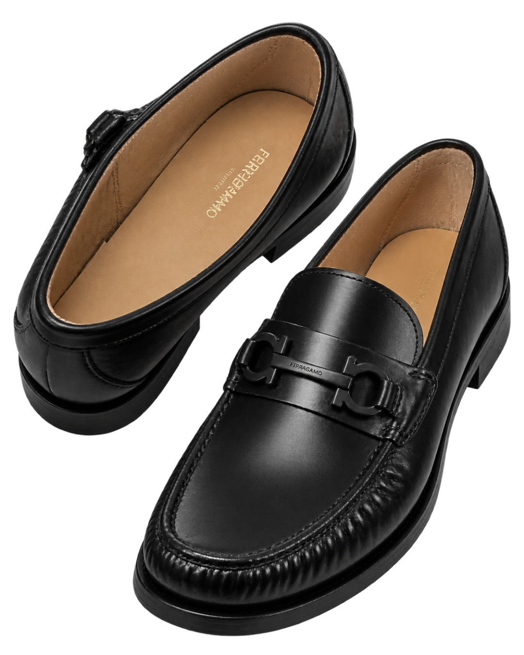 Ferragamo Gancini Plaque Leather Loafers