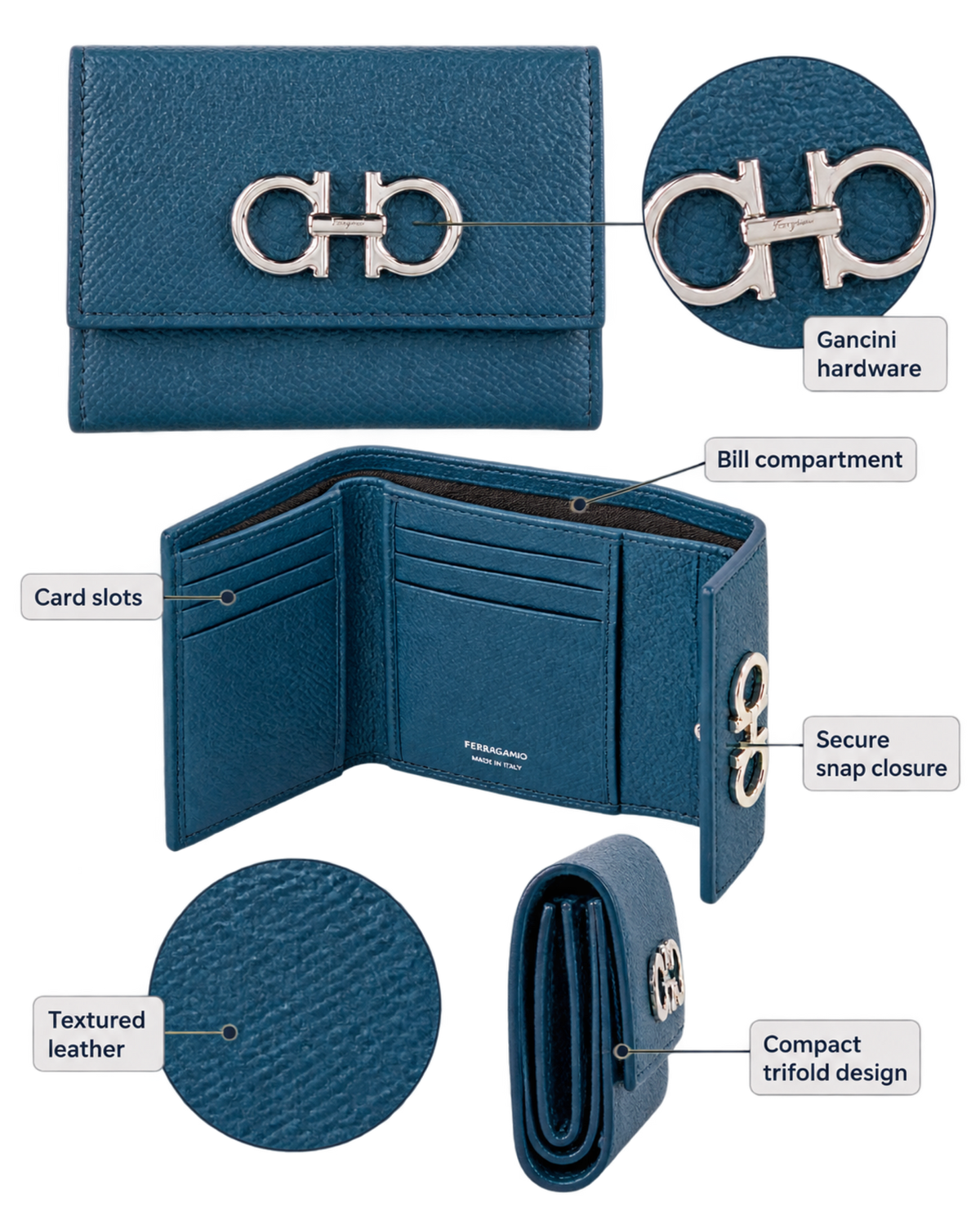 Ferragamo Gancini Trifold