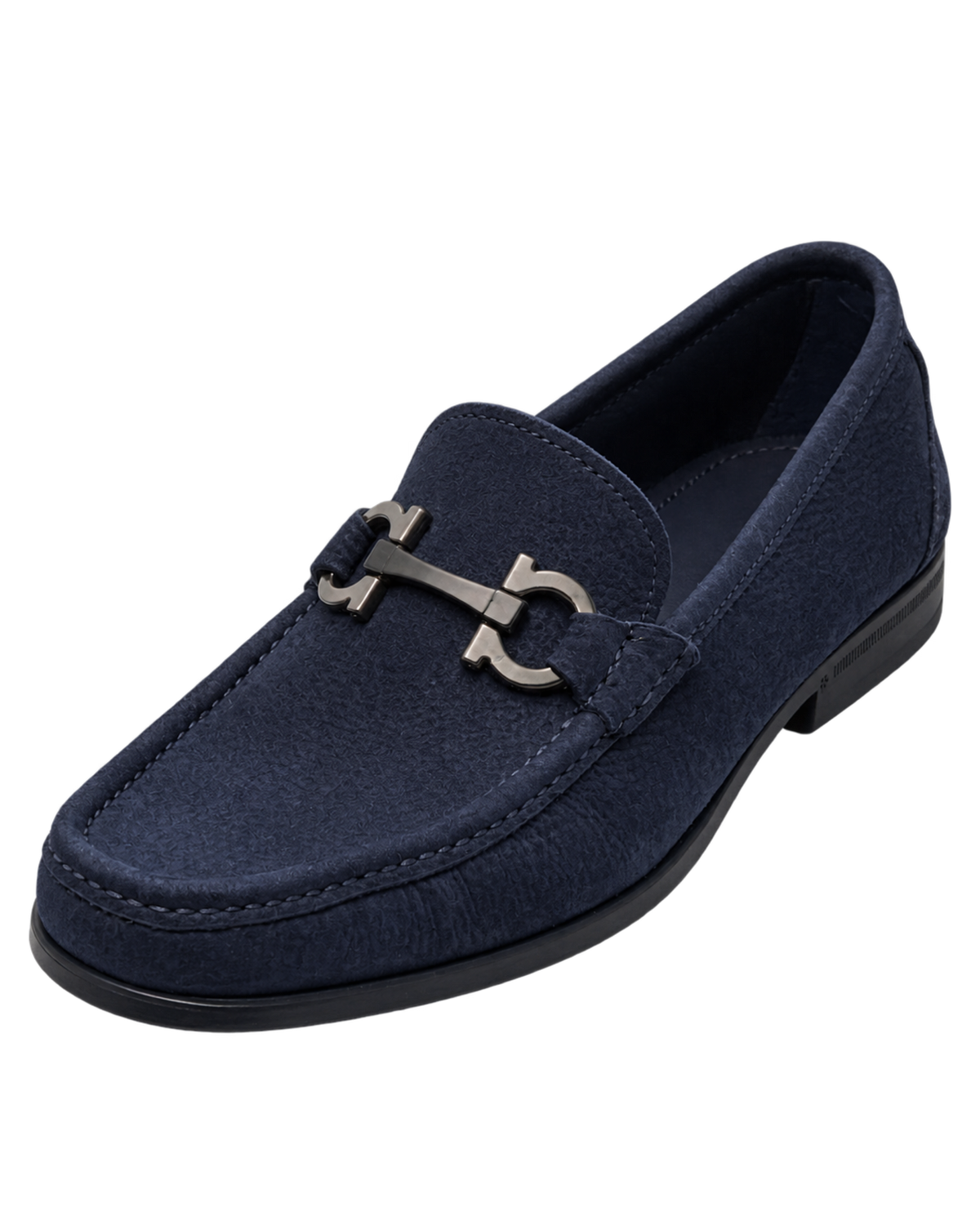 Ferragamo navy blue suede loafers