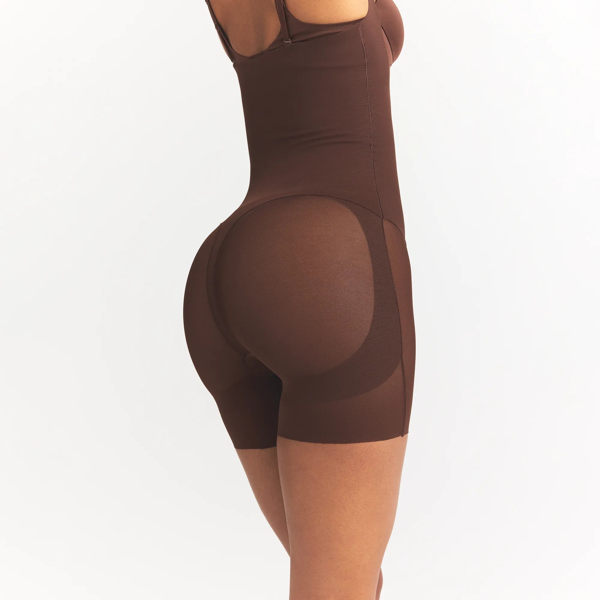 Power Mesh Shapewear Core Sculpt Open Bust Mid Thigh Bodysuit
