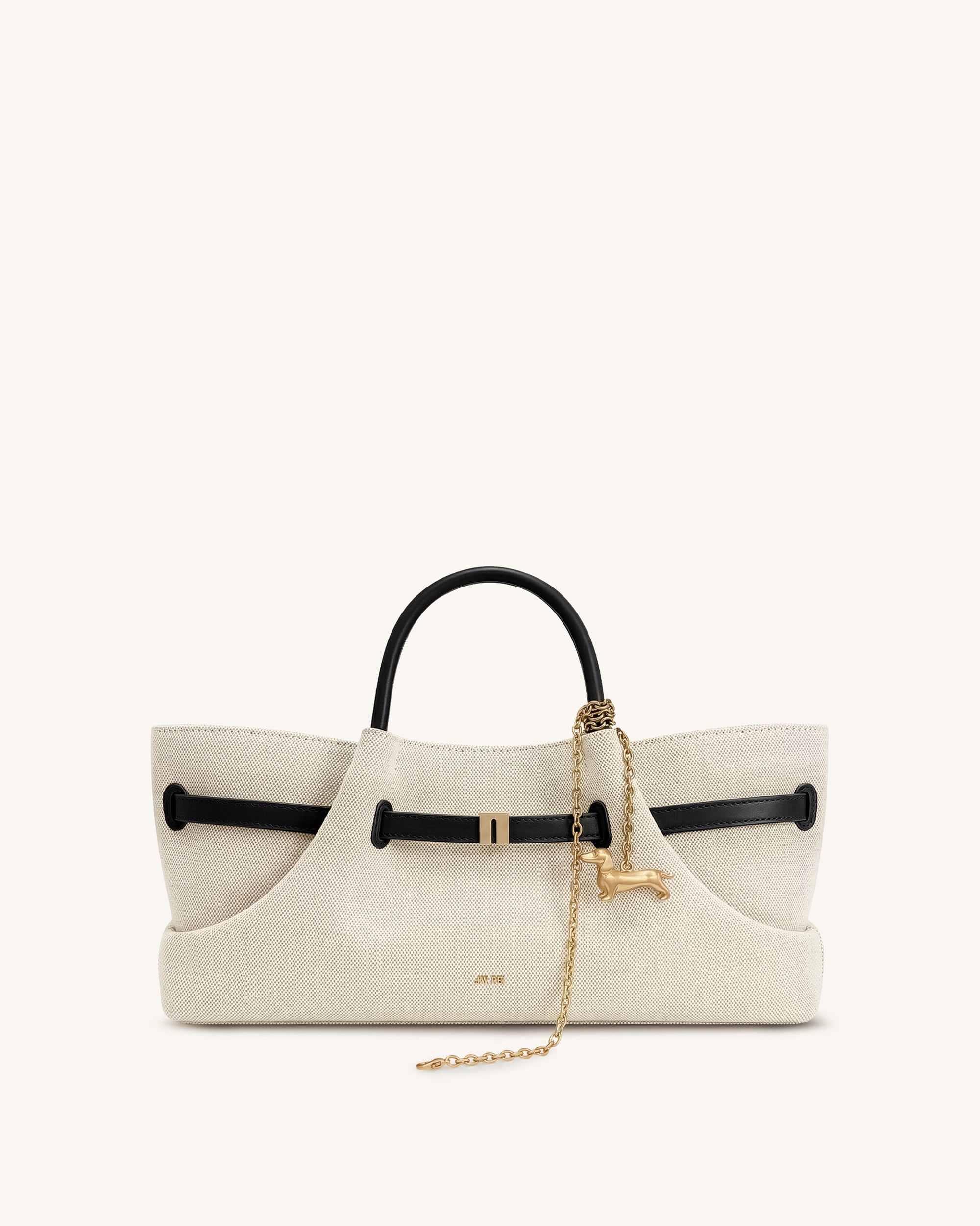 Maeve Dachshund Metal Charm Tote Bag - Black Croc