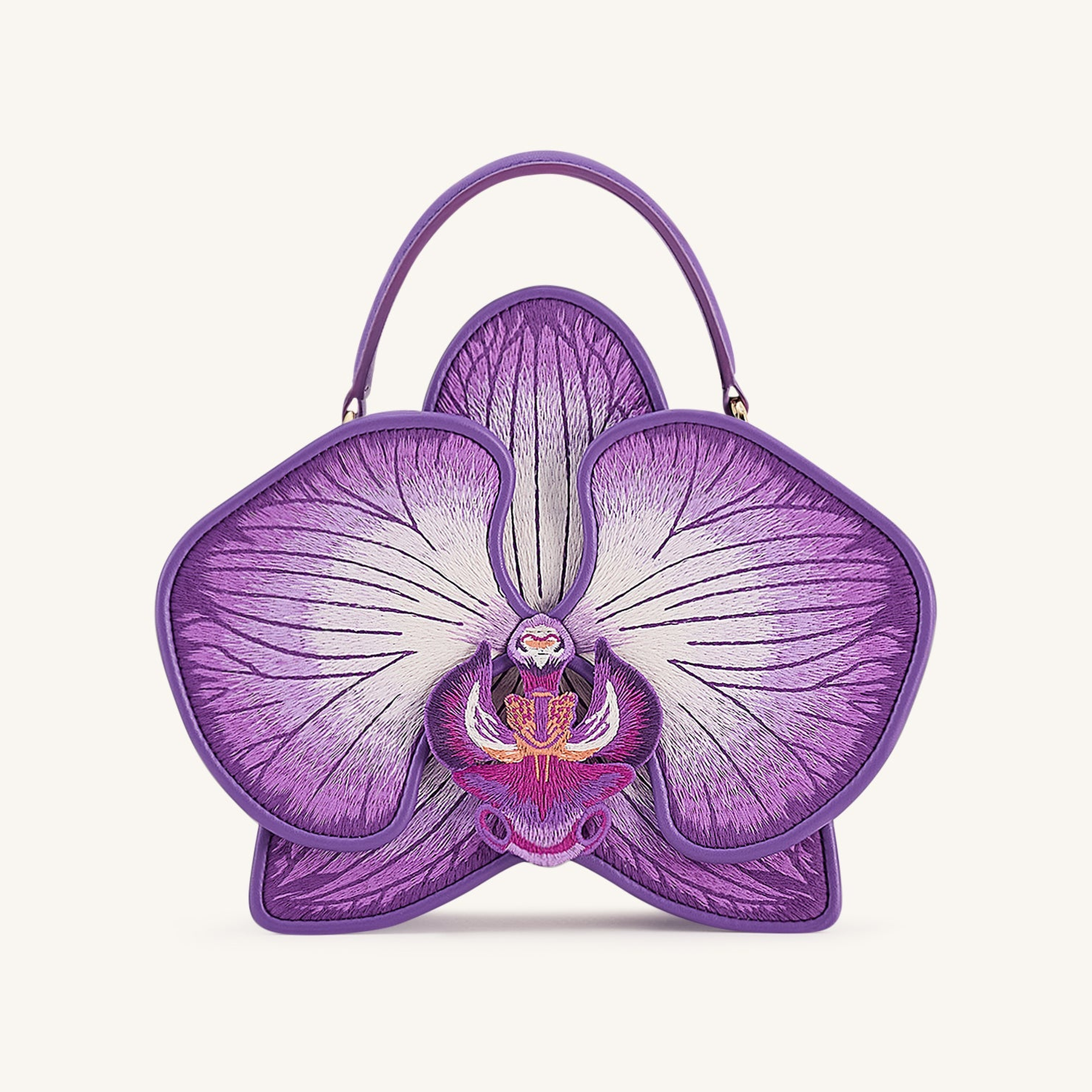 Flora Orchid Shaped Top Handle Bag - Purple