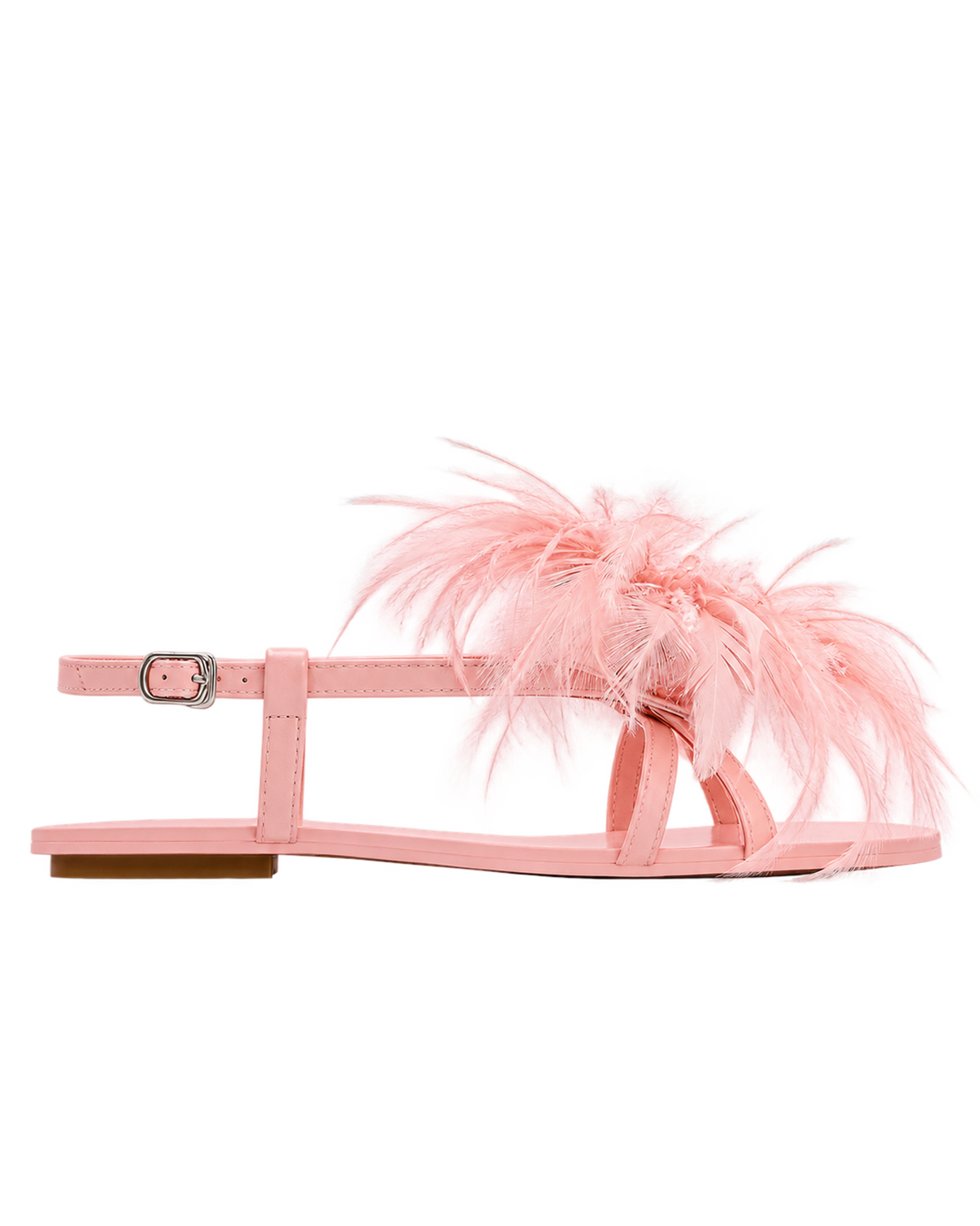 Fluffy Flats Sandals - Pink Beige