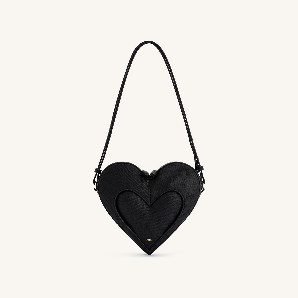 Francisca Heart Shaped Crossbody Bag - Black