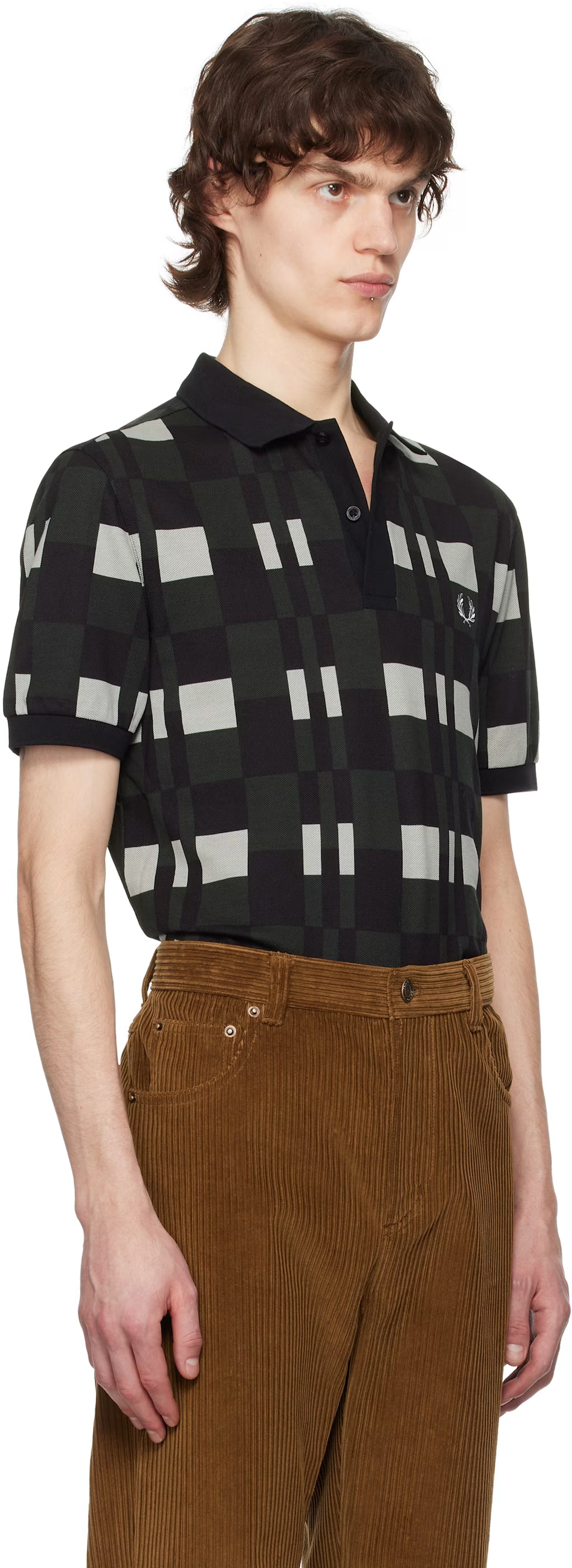 Green & Black Split Chequerboard Polo