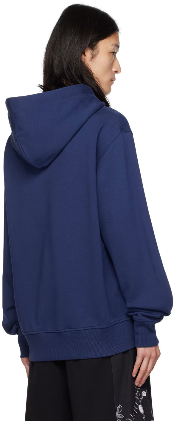Navy Printed Hoodie
