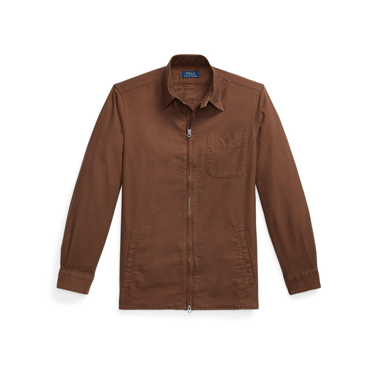 Garment Dye Cotton Long Sleeve Full Zip Overshirt