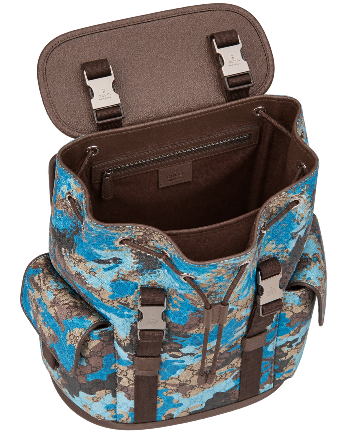 GG Camo Print Coated Canvas Ophidia Large Backpack Bag