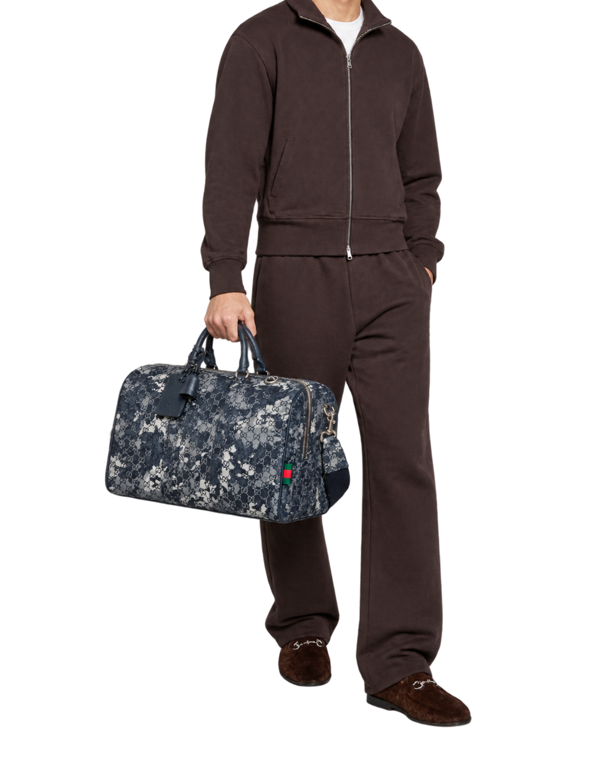 GG denim duffle bag