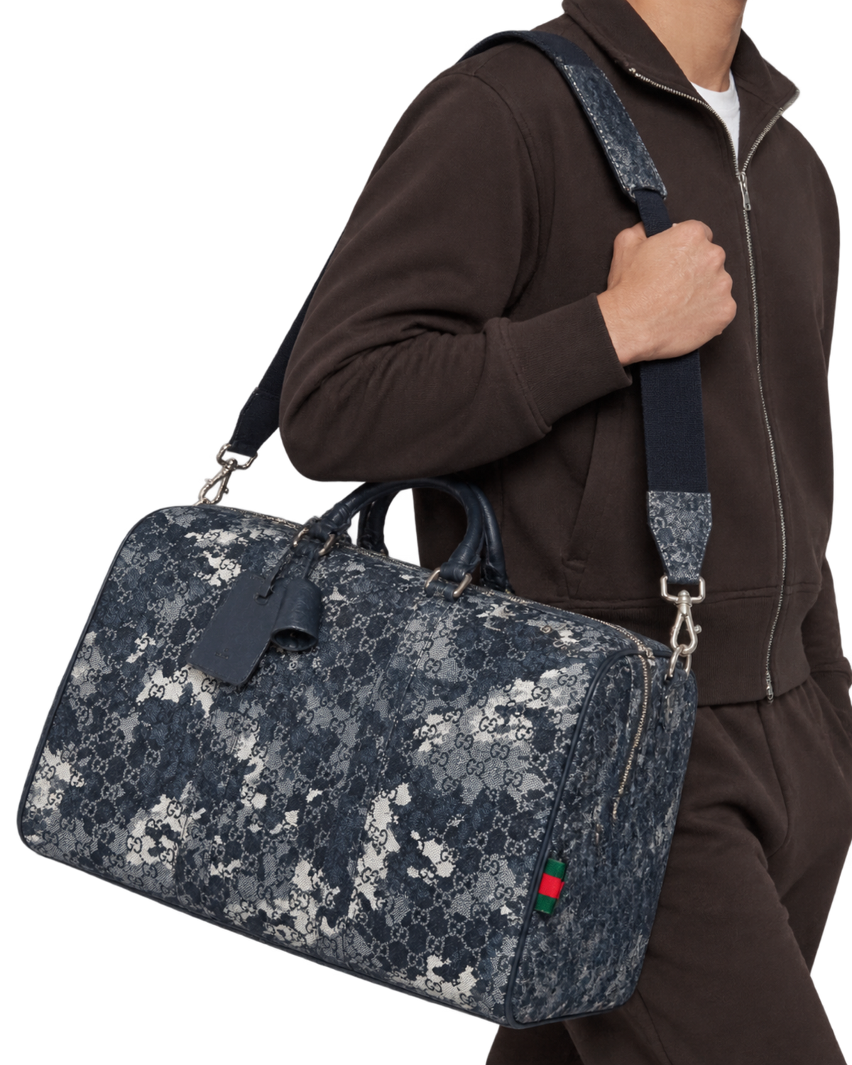 GG denim duffle bag