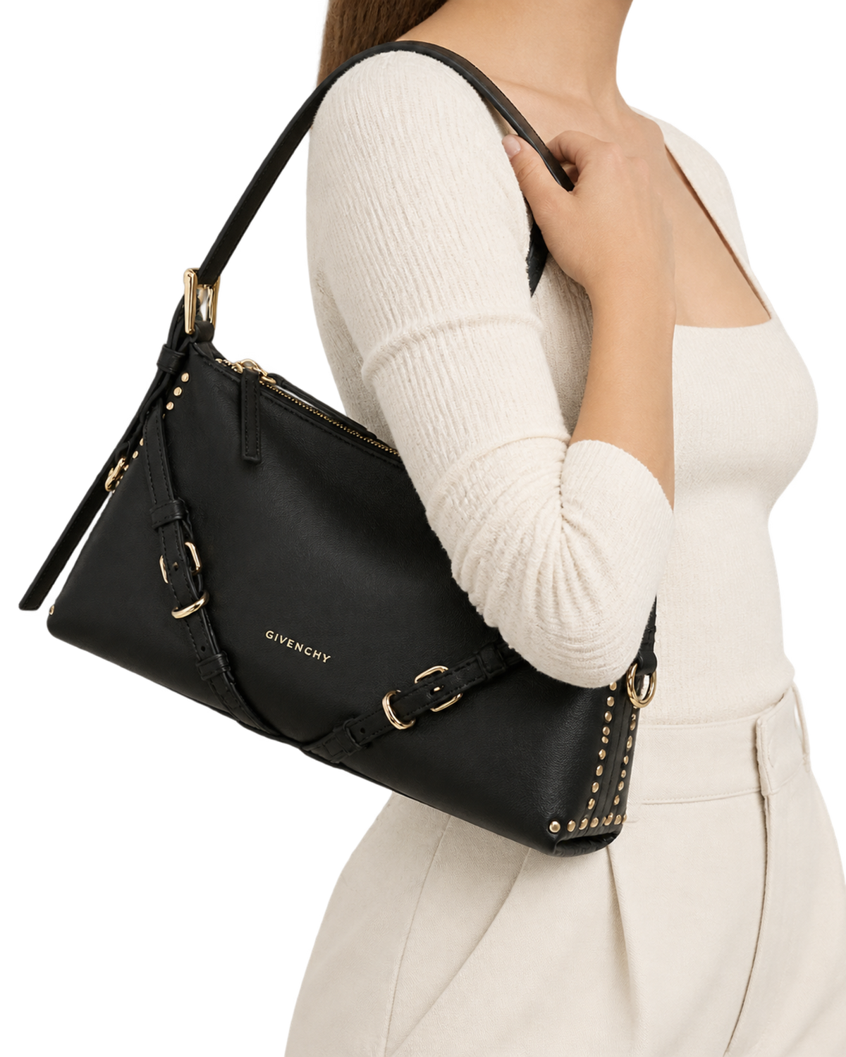 GIVENCHY Black Voyou Medium Shoulder Bag