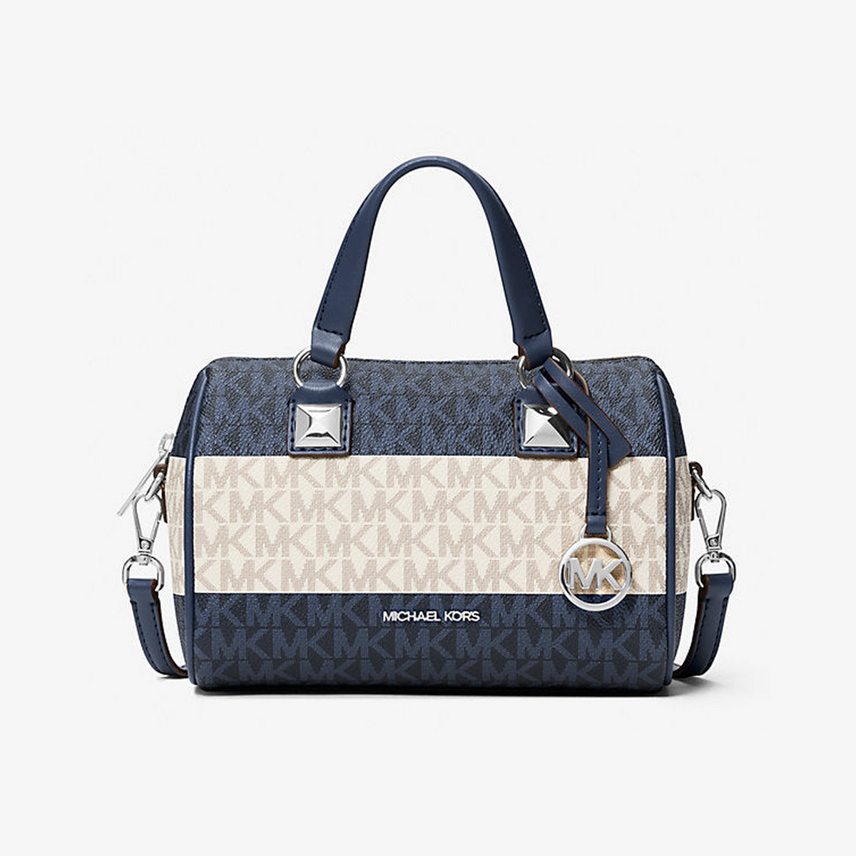 Grayson Small Striped Signature Logo Duffel Crossbody Bag